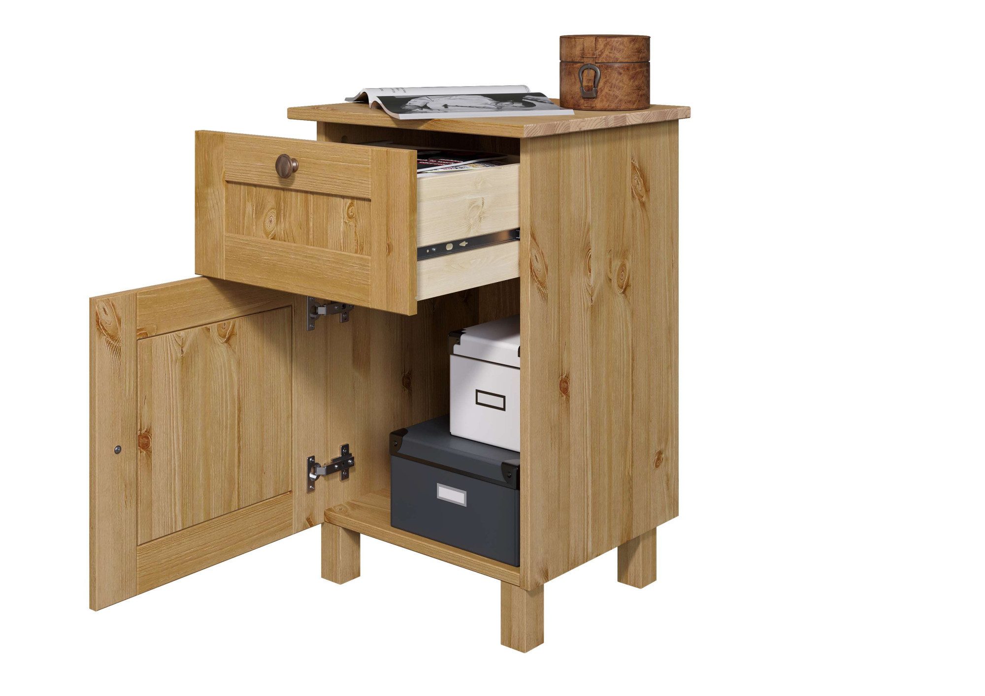 Home affaire Nachtkastje Juventus, Nako, Nachttafel met een lade, van massief dennenhout, fsc®-gecertificeerd