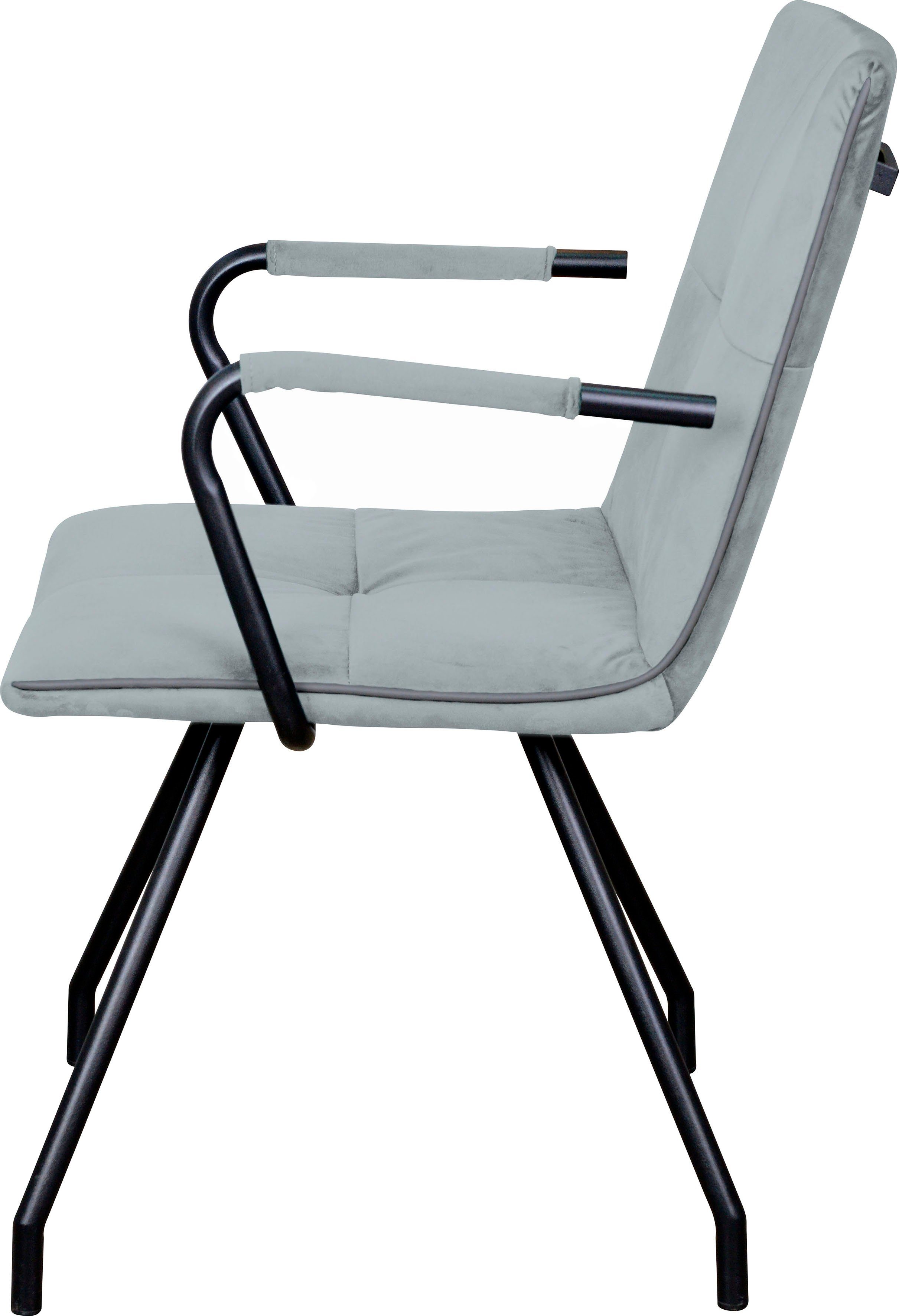 Kayoom Stoel Eaden 225 2-pack, fluweelachtige stofbekleding, paspel van kunstleer stijlvol, onderhoudsvriendelijk, eigentijdse kleurstelling, fluweelachtige stofbekleding (set, 2 stuks)