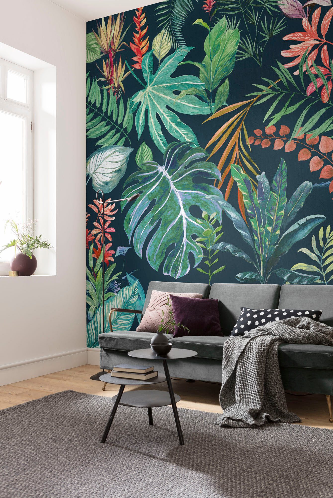 Komar Fotobehang Digitale print vlies - Colourful Leaves - Afmeting 200 x 250 cm (1 stuk)