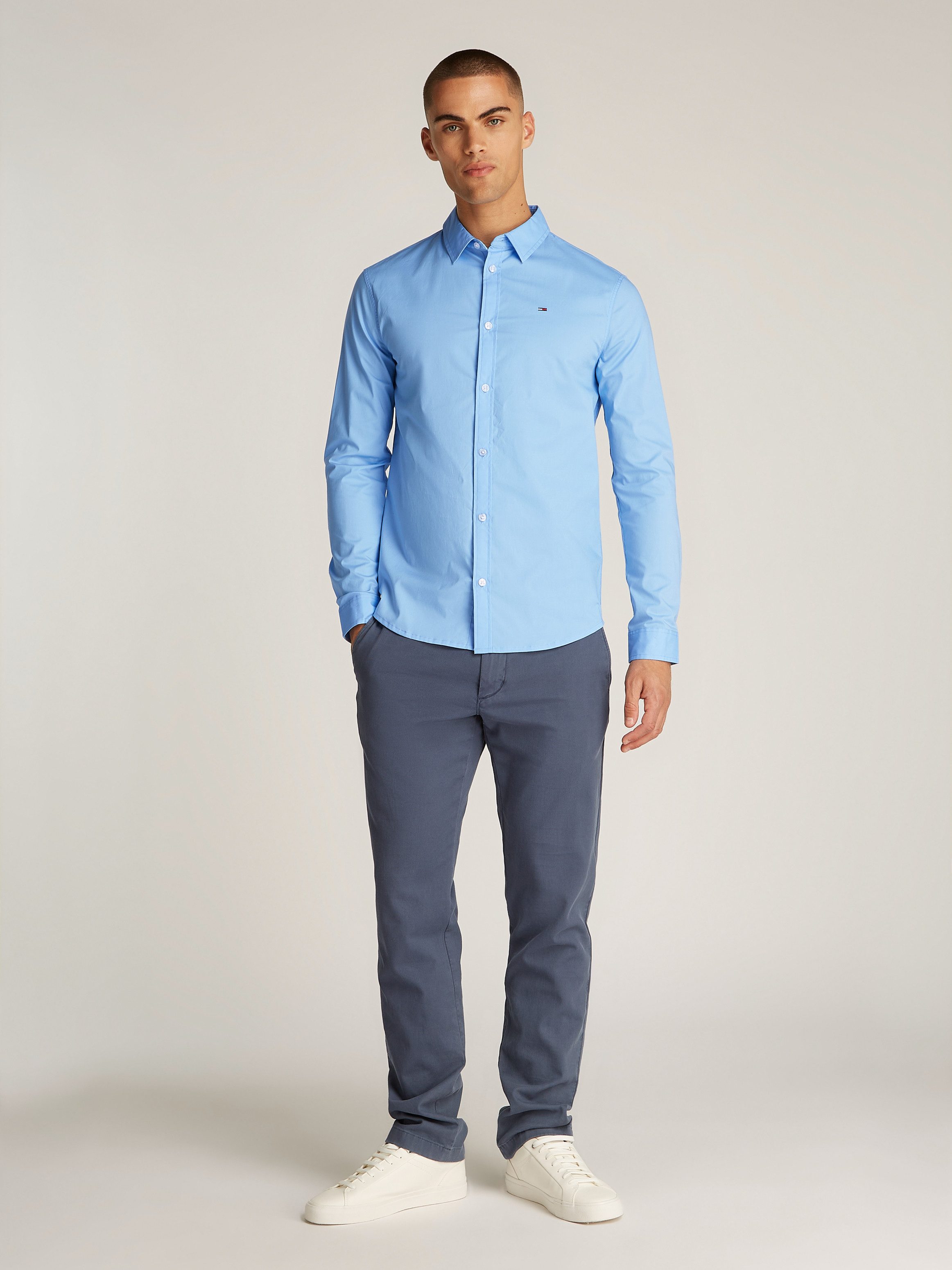TOMMY JEANS Overhemd met lange mouwen Sabim Stretch Hemd Shirt Stretch shirt premium slim fit met elastaan
