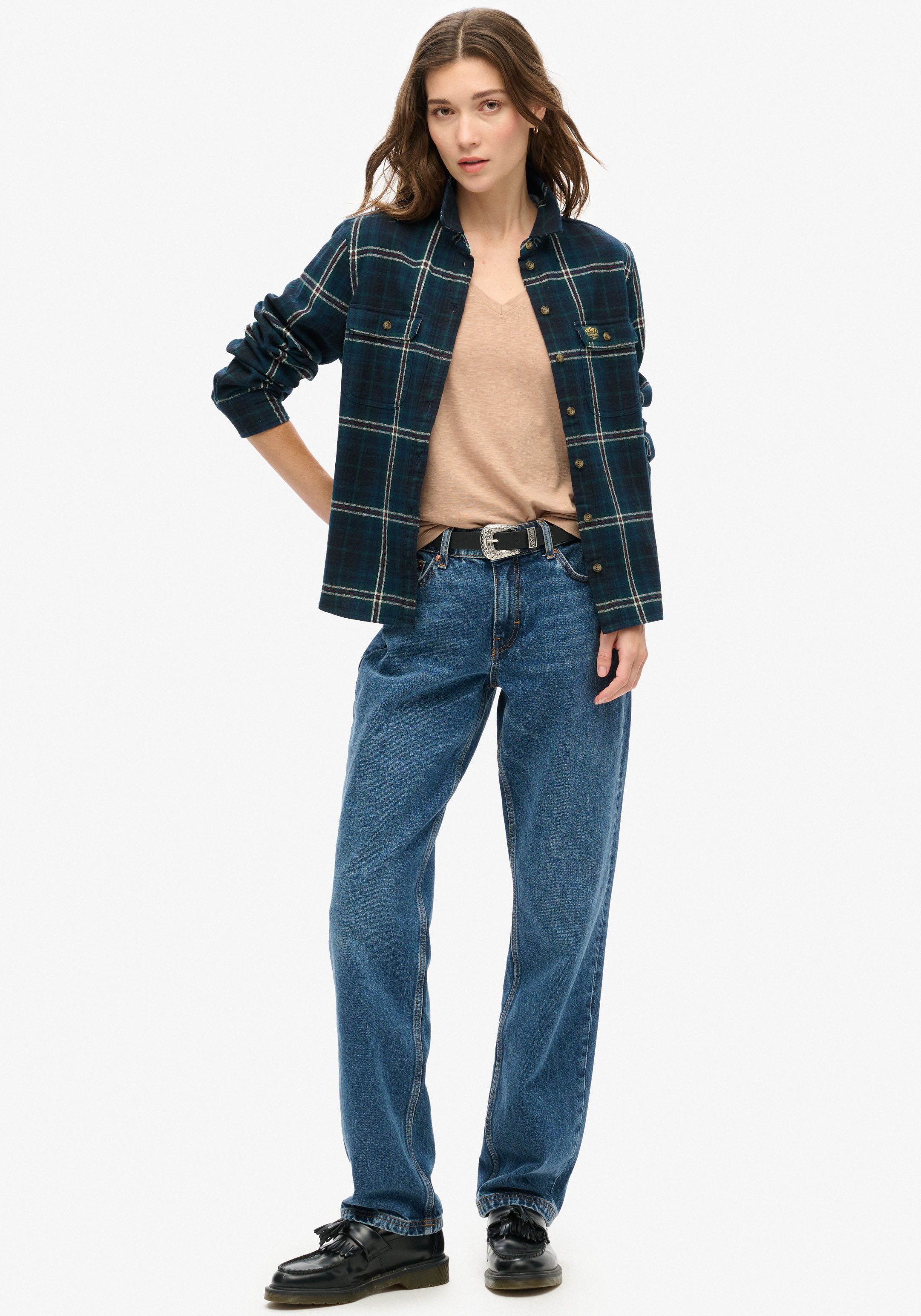 Superdry Shirt met V-hals STUDIOS SLUB EMB VEE TEE