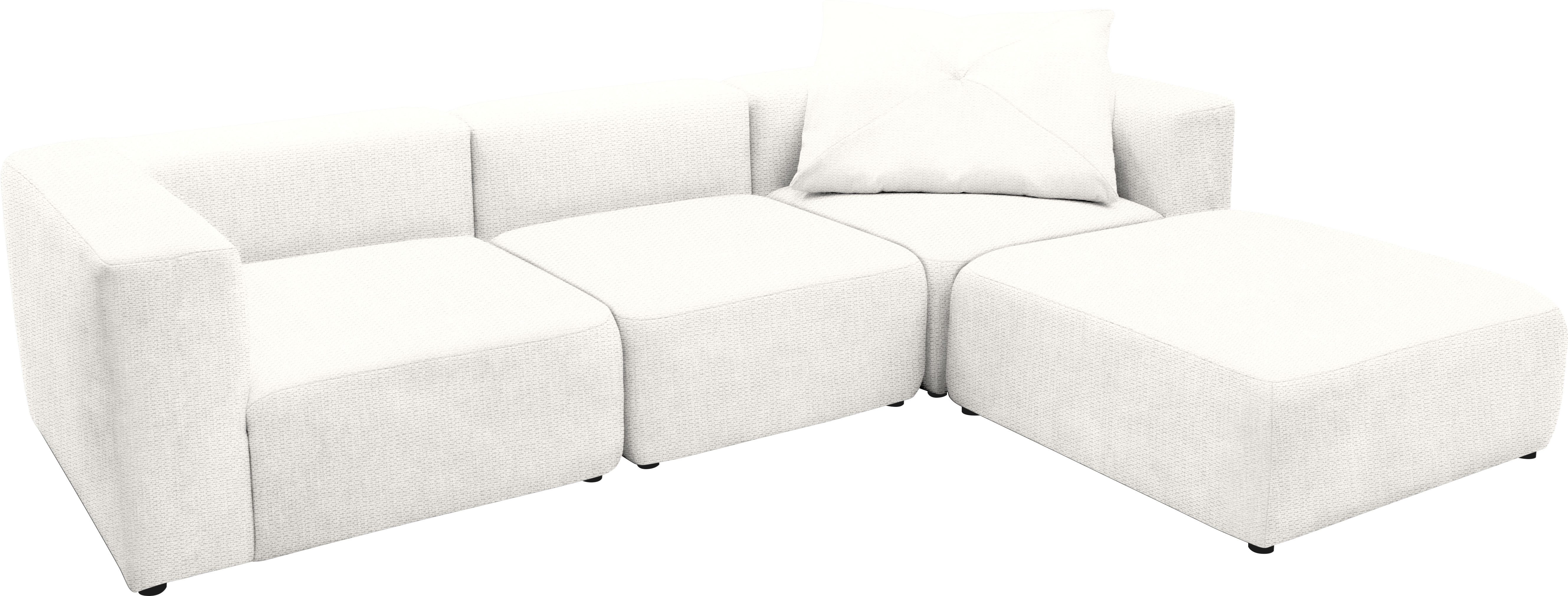 andas 3-zitsbank Utvik kan individueel worden samengesteld Modulsofa, bestaande uit 2 hoekelementen, 1 middenstuk en 1 poef