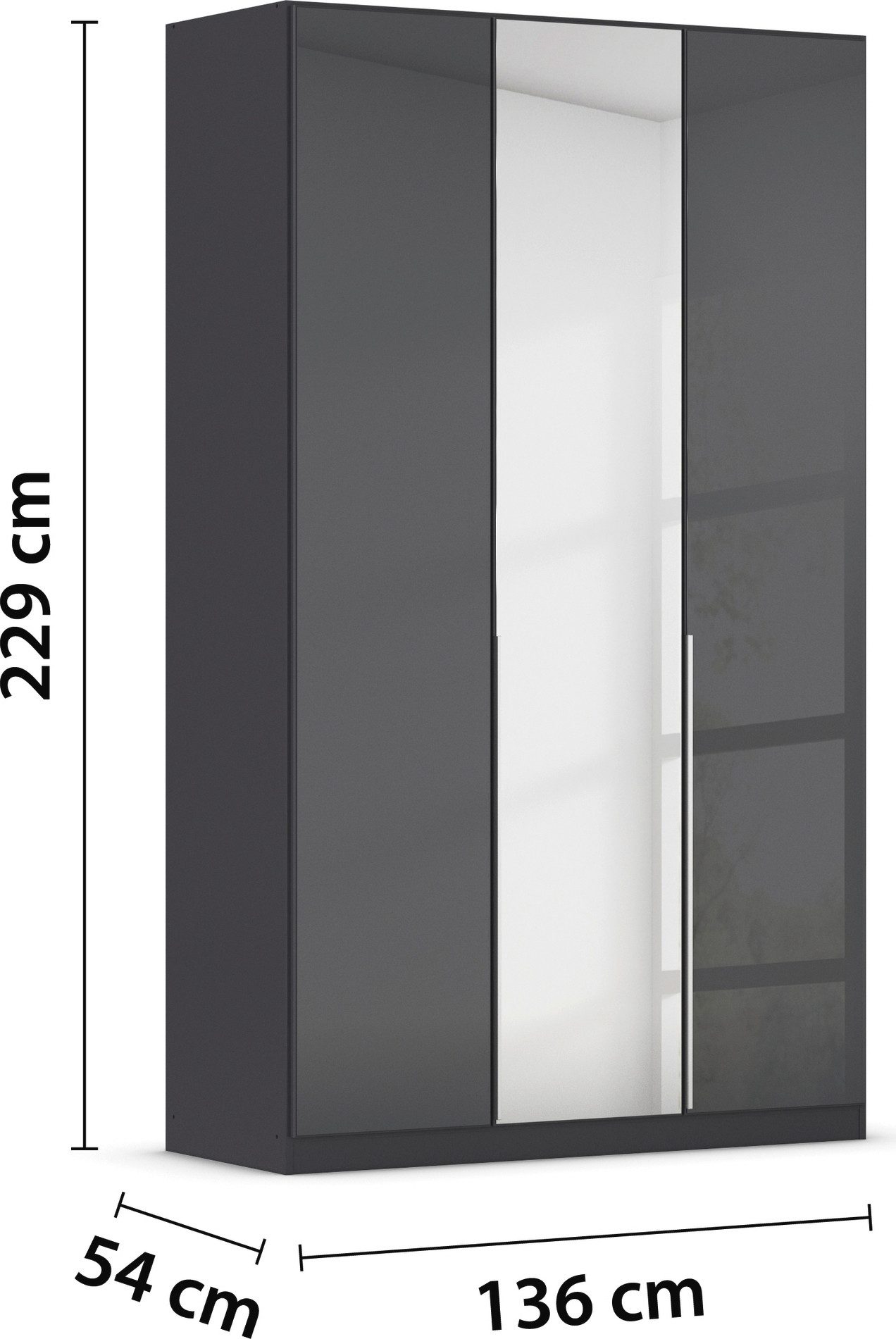 rauch Draaideurkast Kledingkasten kast garderobe AGORDO met glazen front doordachte binnenuitrusting, in 6 breedtes en 2 hoogtes made in germany