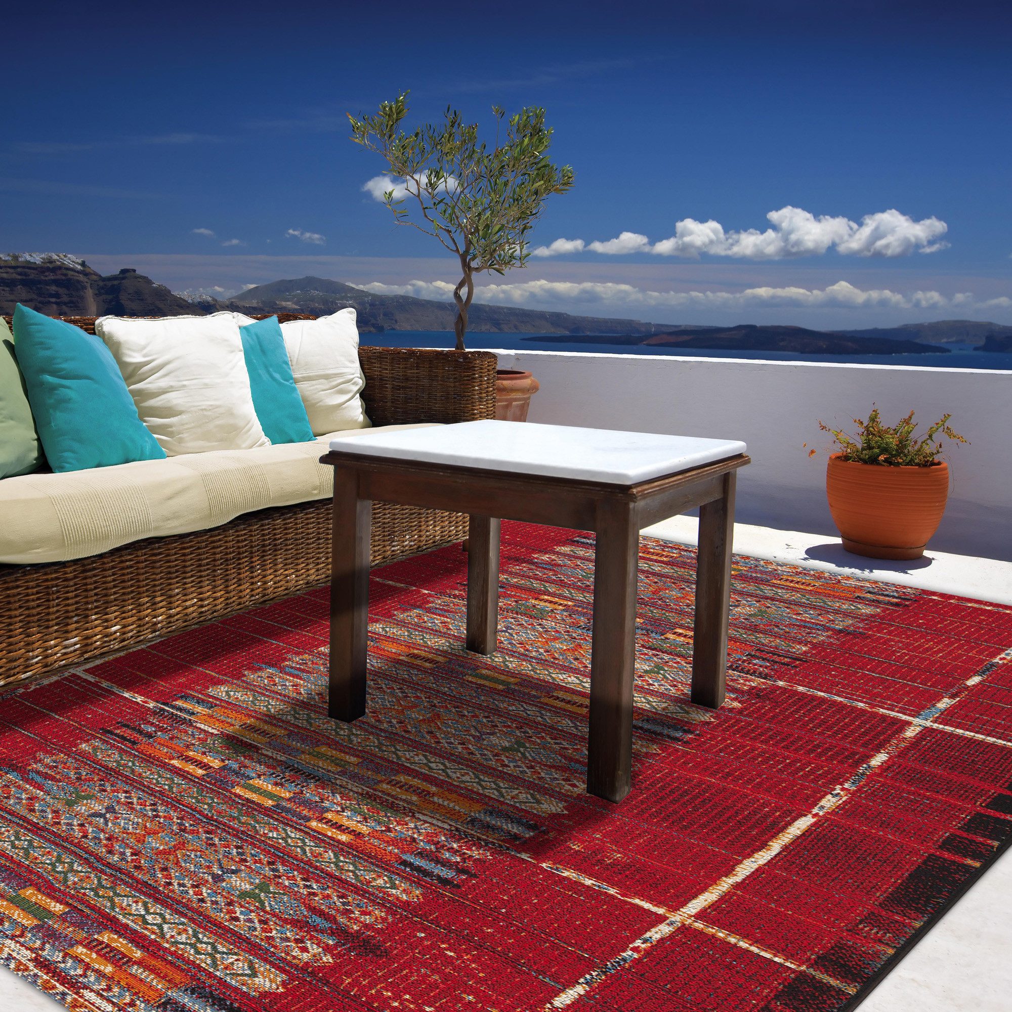 Gino Falcone Vloerkleed Outdoor-Africa 38 Platweefsel, etnostijl, geschikt voor binnen en buiten