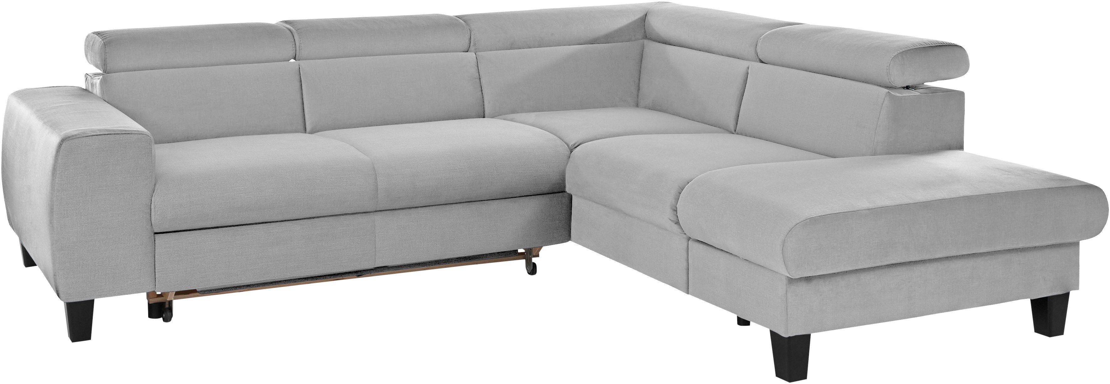 COTTA Hoekbank Morven L-vorm met hoofdeindeverstelling keuze met bedfunctie, bedlade & draadloze oplader