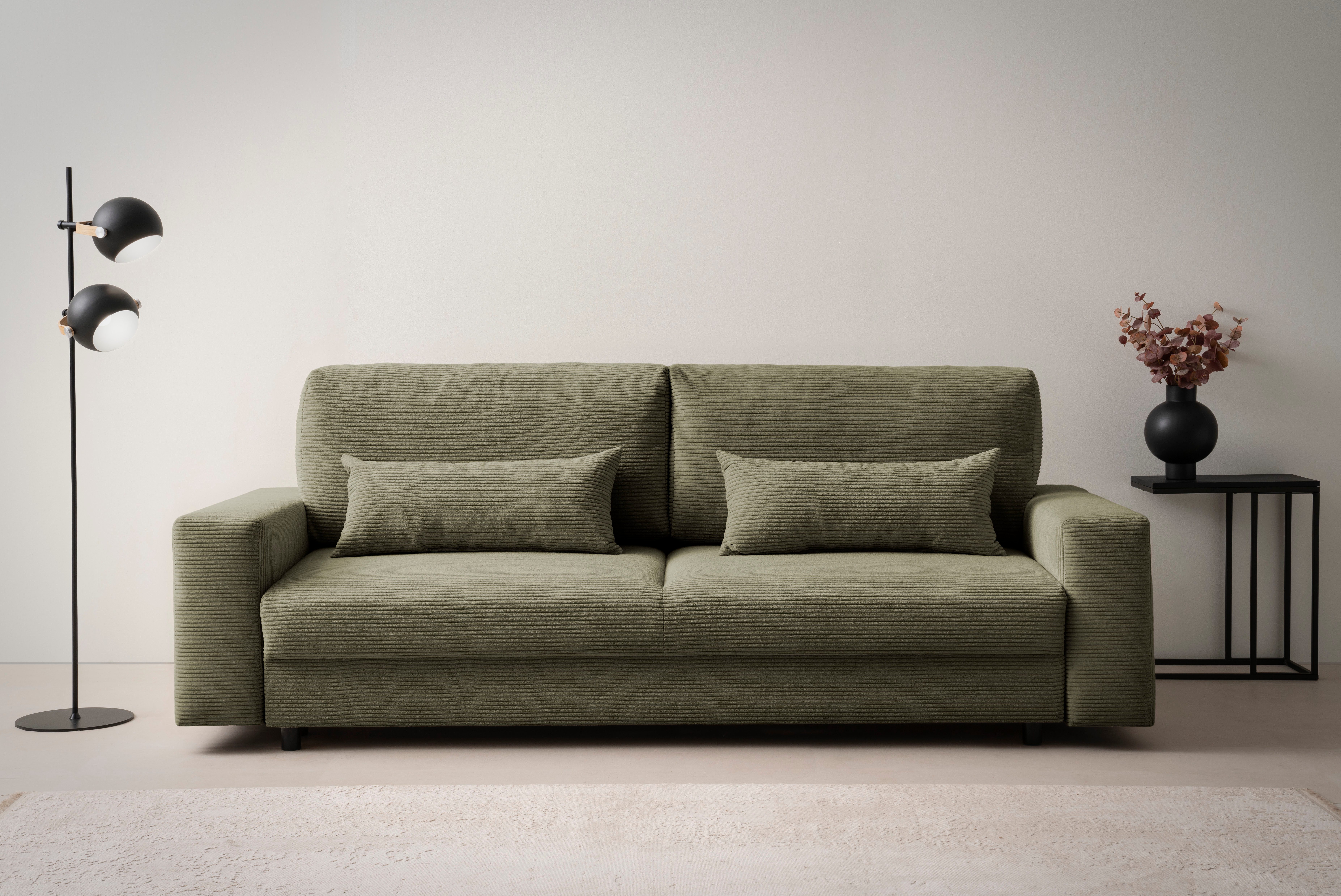 LeGer Home by Lena Gercke Slaapbank Imoga, kussen met slaapfunctie, 3-zits bank, bank met bedlade in moderne kleuren en stoffen, bedfunctie, ligoppervlak: 200x150 cm