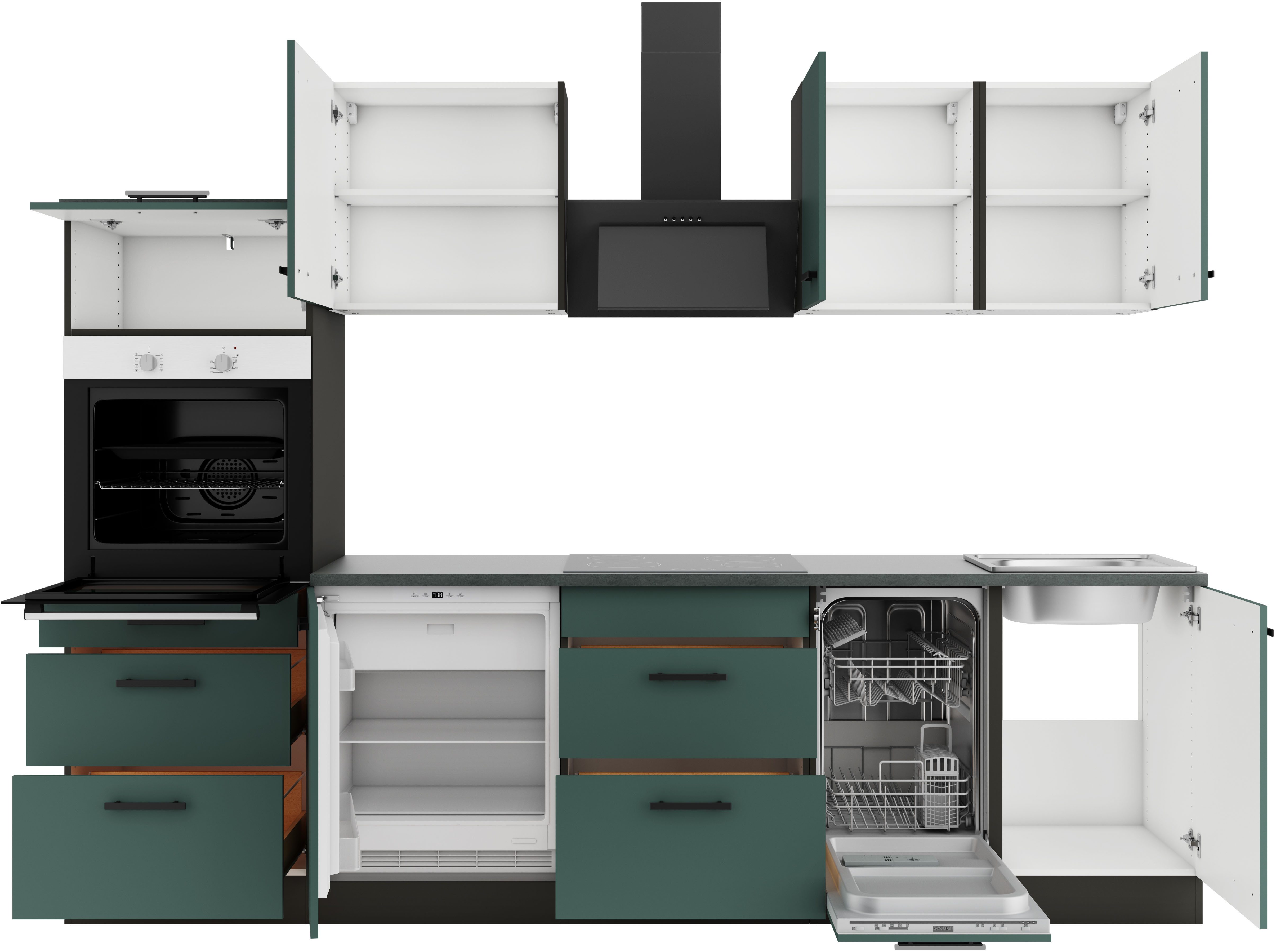 OPTIFIT Keukenblok Palma Breedte 270 cm, optioneel met E-apparaten, aan de zijkant omkeerbaar