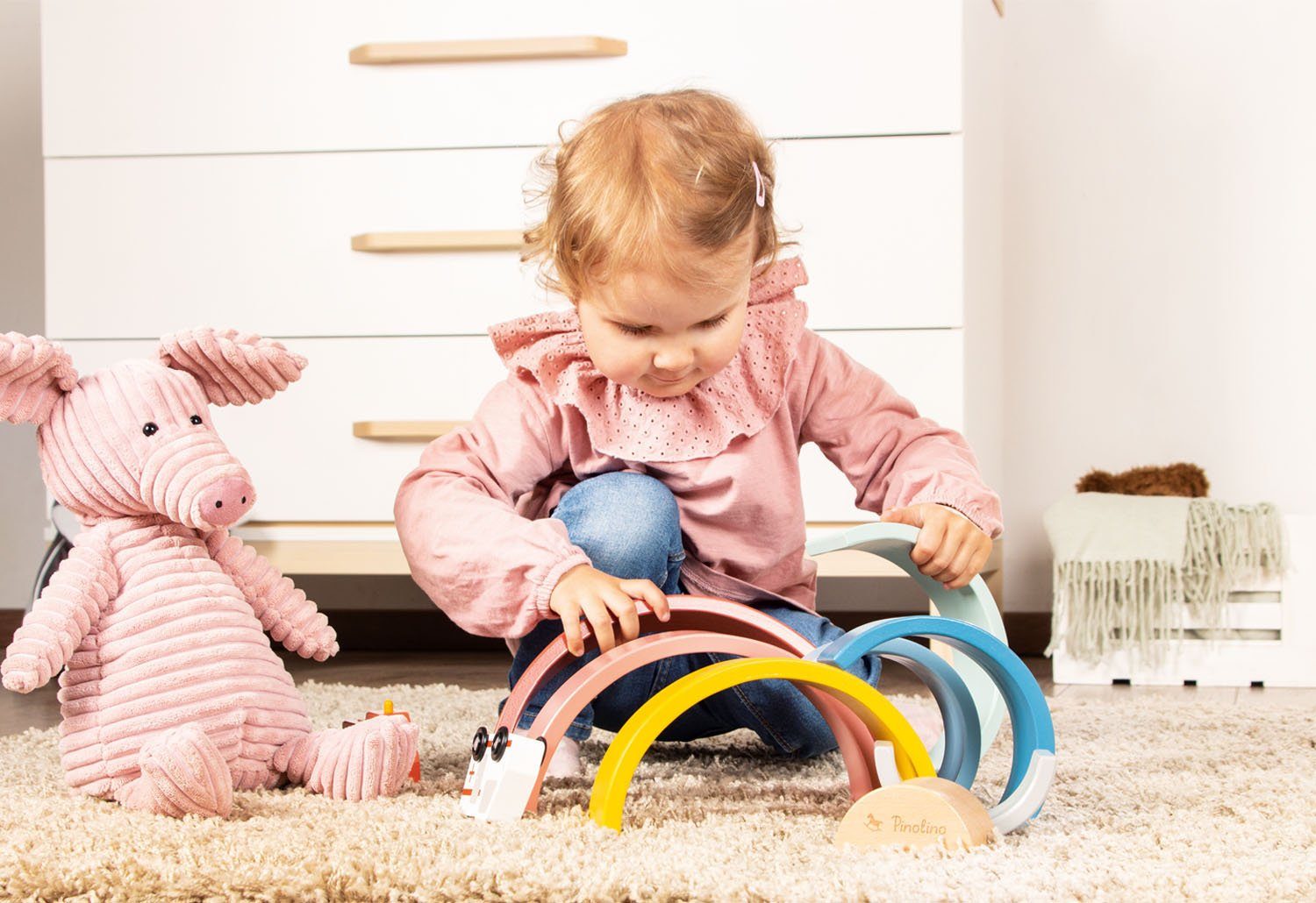 Pinolino® Stapelspeelgoed Houten regenboog Ruby Made in Europe, FSC® - beschermt bos - wereldwijd (8-delig)
