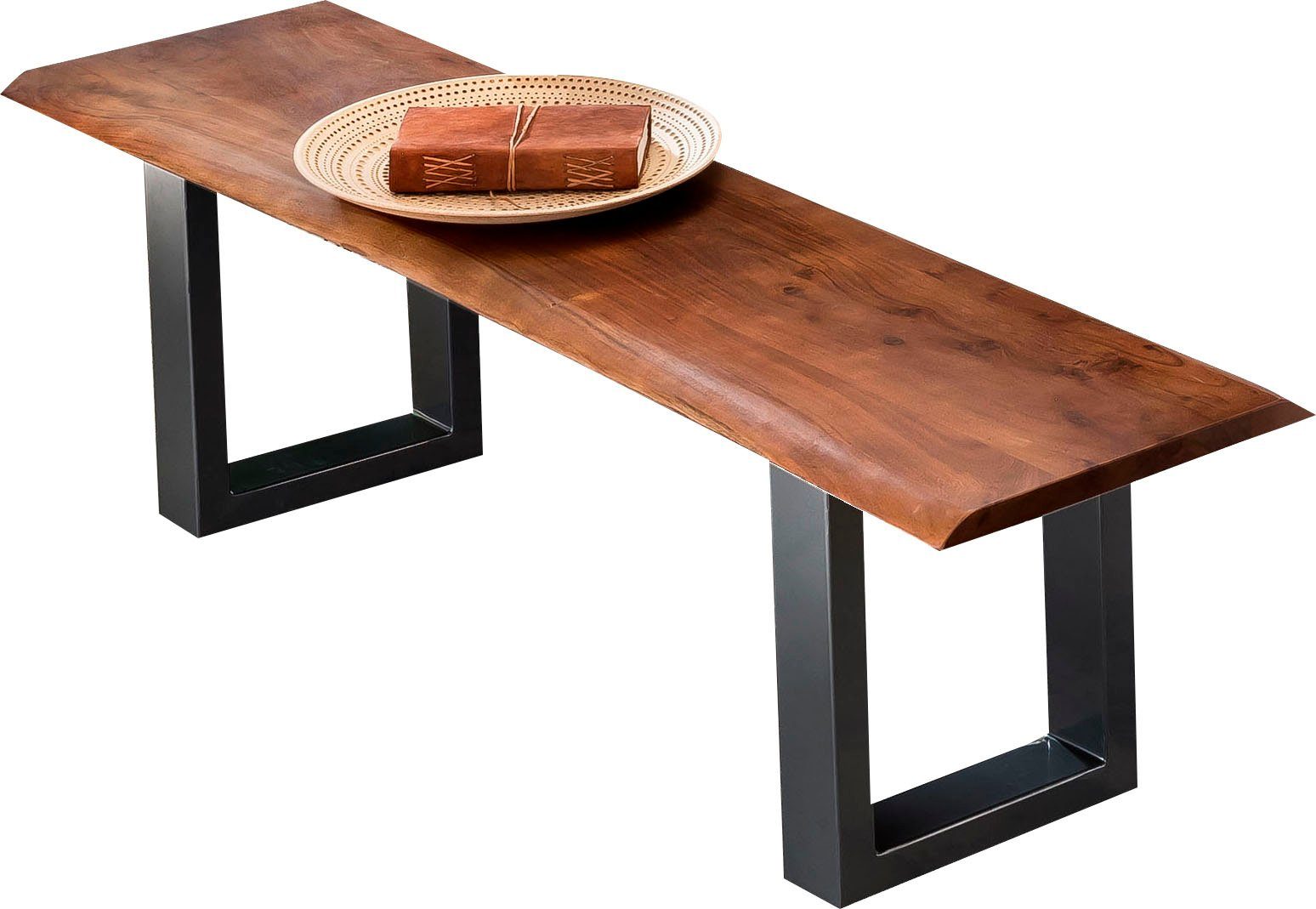 SIT Bank Tables&Tops van massief acaciahout, met zwarte metalen frame