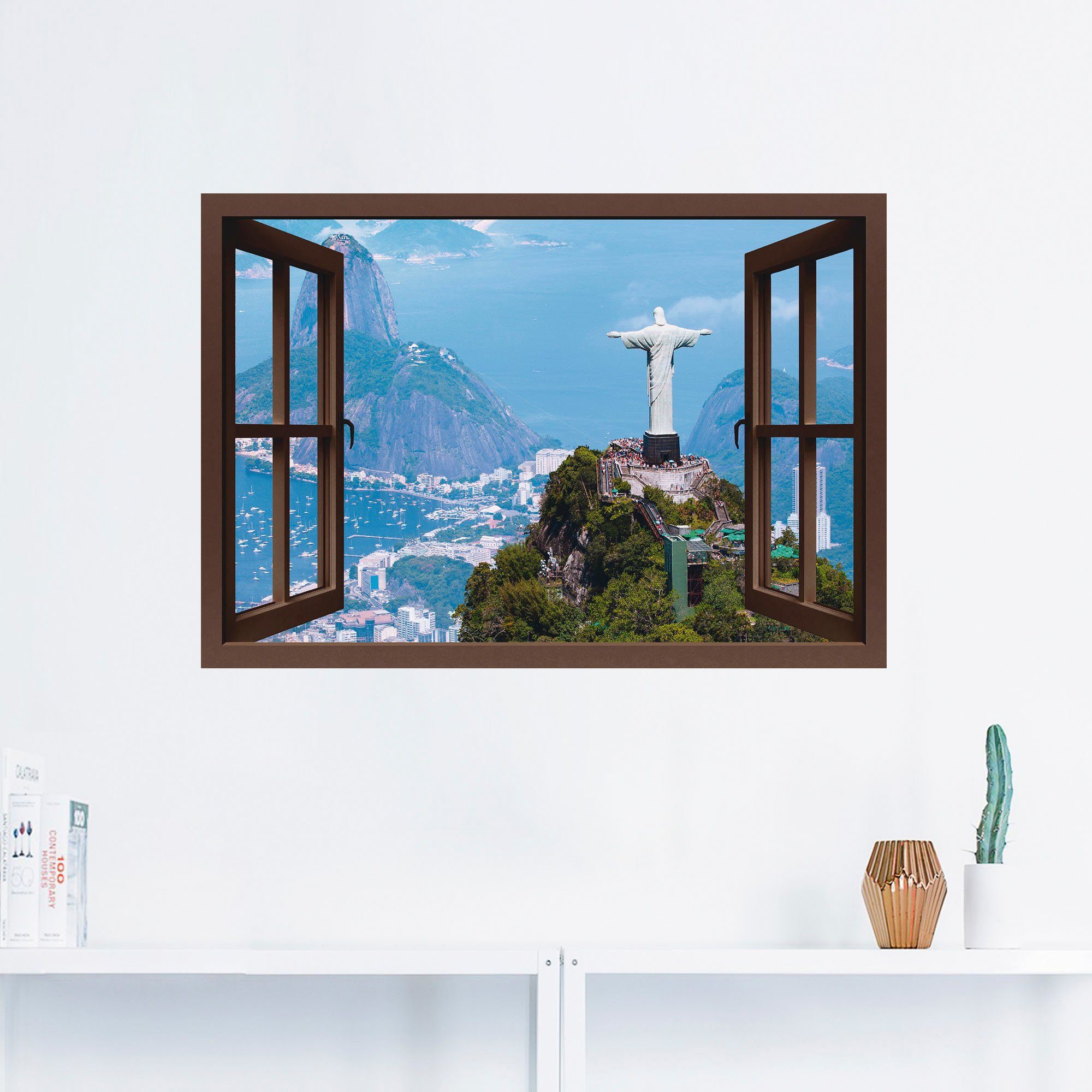 Artland Wandfolie Rio de Janeiro met Christus, bruin