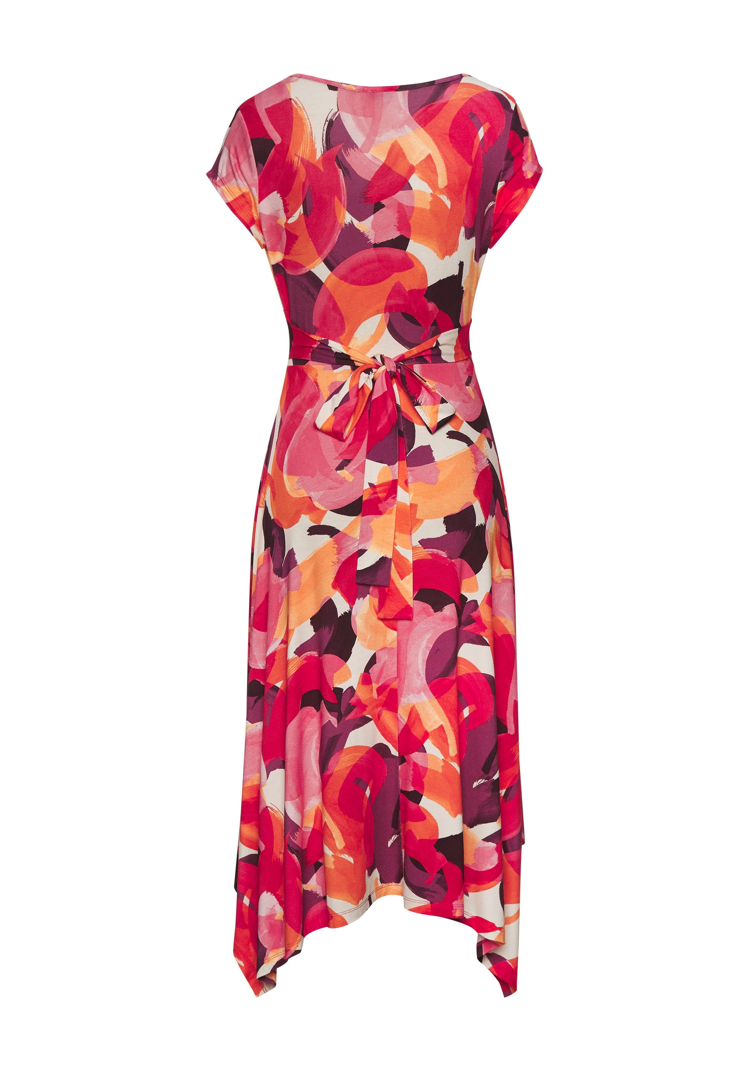 Vivance Midi-jurk met alloverprint luchtige zomerjurk in wikkellook strandjurk