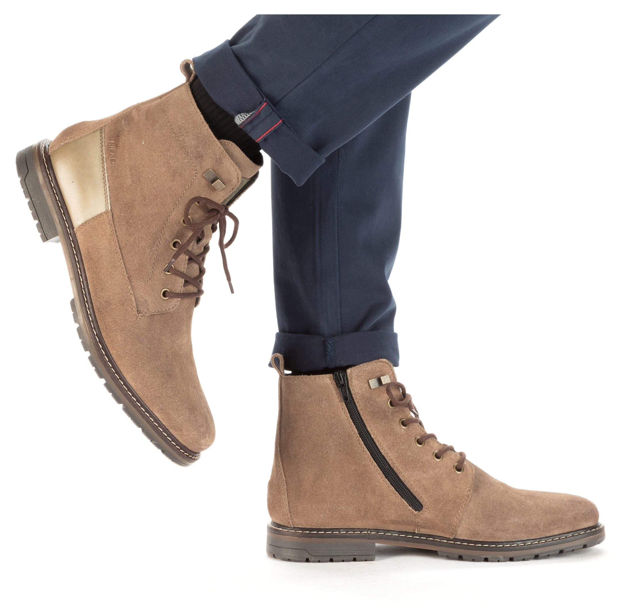 Rieker Veterlaarsjes hakken, veterschoenen, zakelijke schoen met decoratieve naden