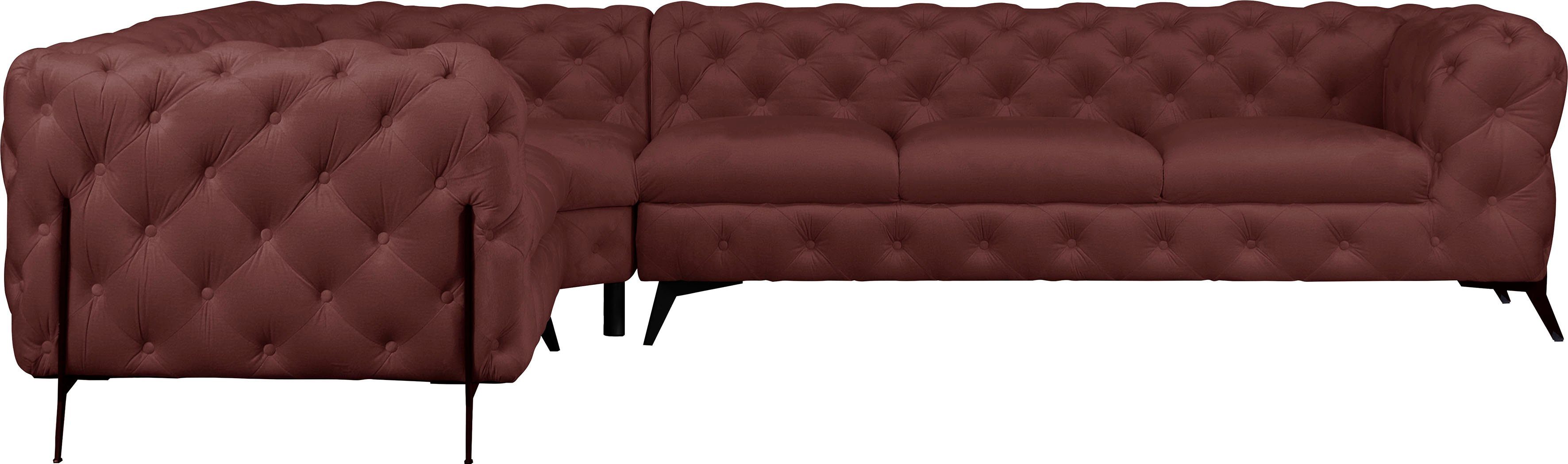 Leonique Chesterfield-bank Amaury L-vorm grote hoekbank, chesterfield-look, breedte 323 cm, kleur van de poten ter keuze