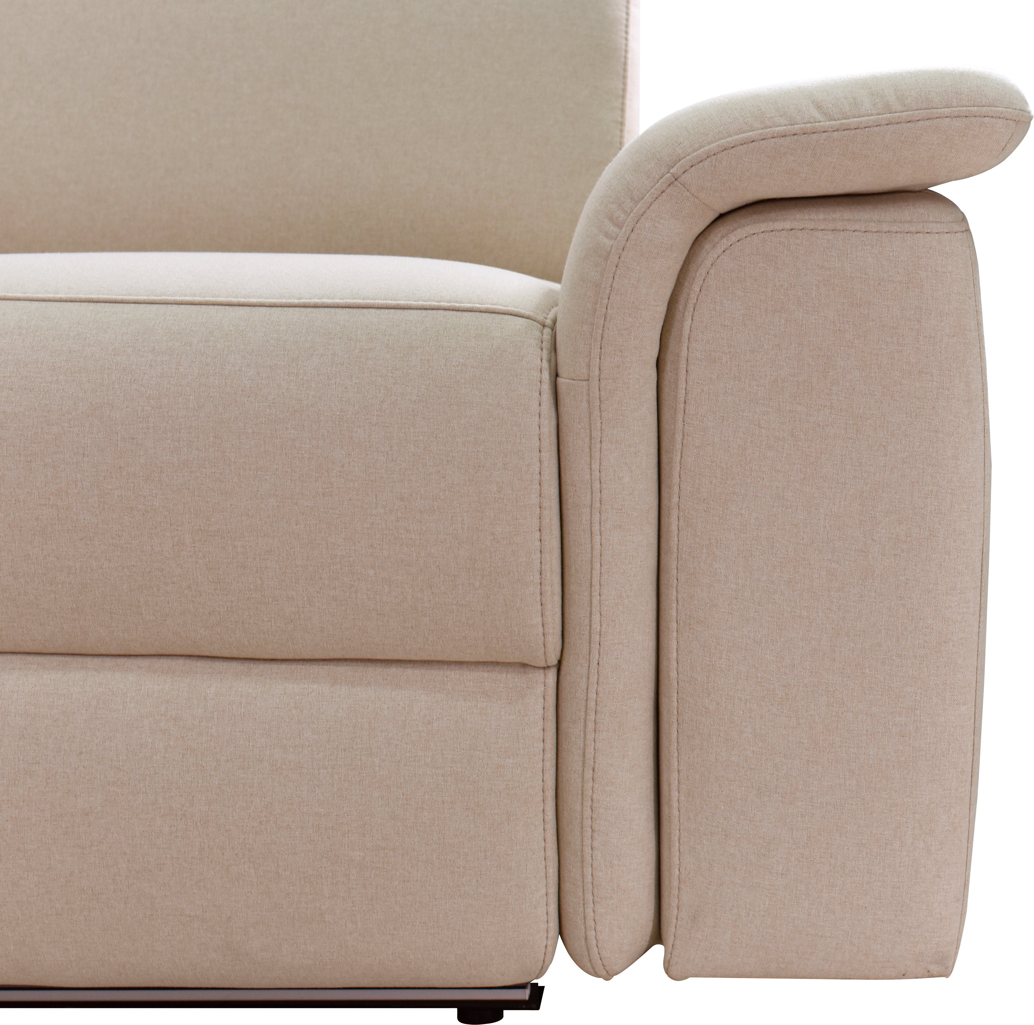 Places of Style Hoekbank Pareli, L-model, 259 cm, met récamier, echt leer, imitatieleer, weefstof