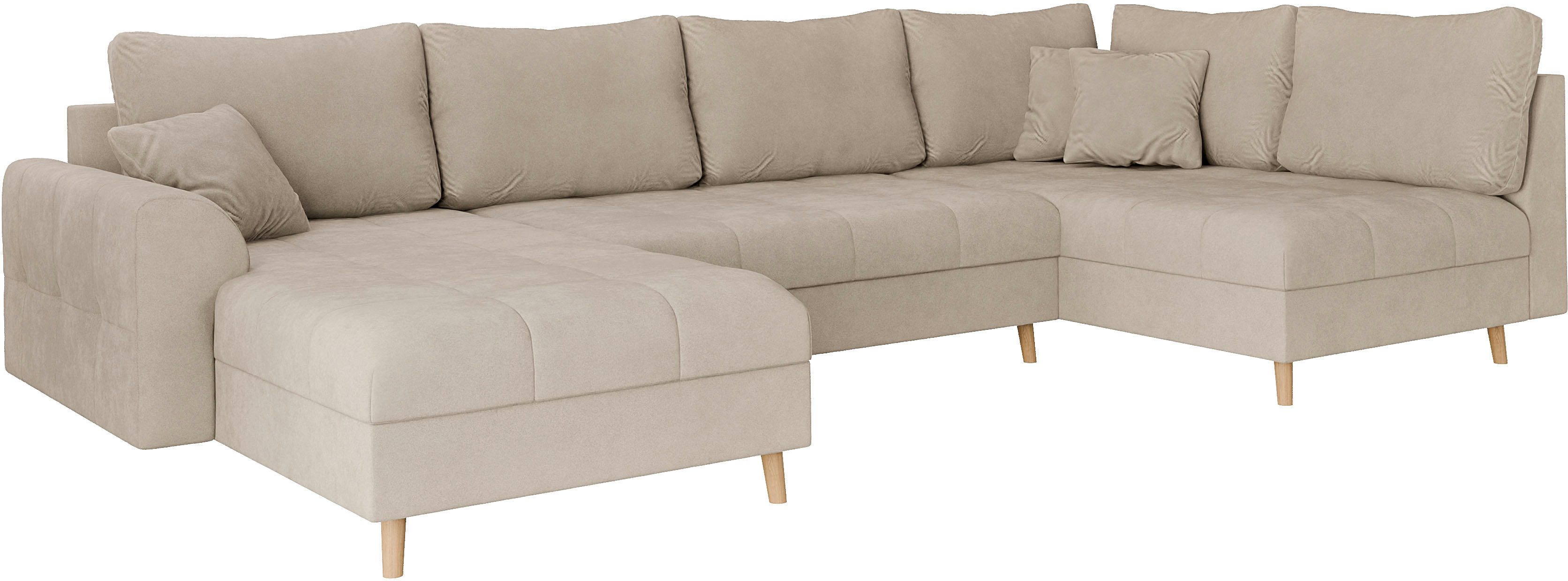 Home affaire Zithoek CHARRE U-vorm met ottomane, afmetingen B/D/H: 310/161/81 cm fijne stiksels, losse rug- en sierkussens, ook in cord en bouclé