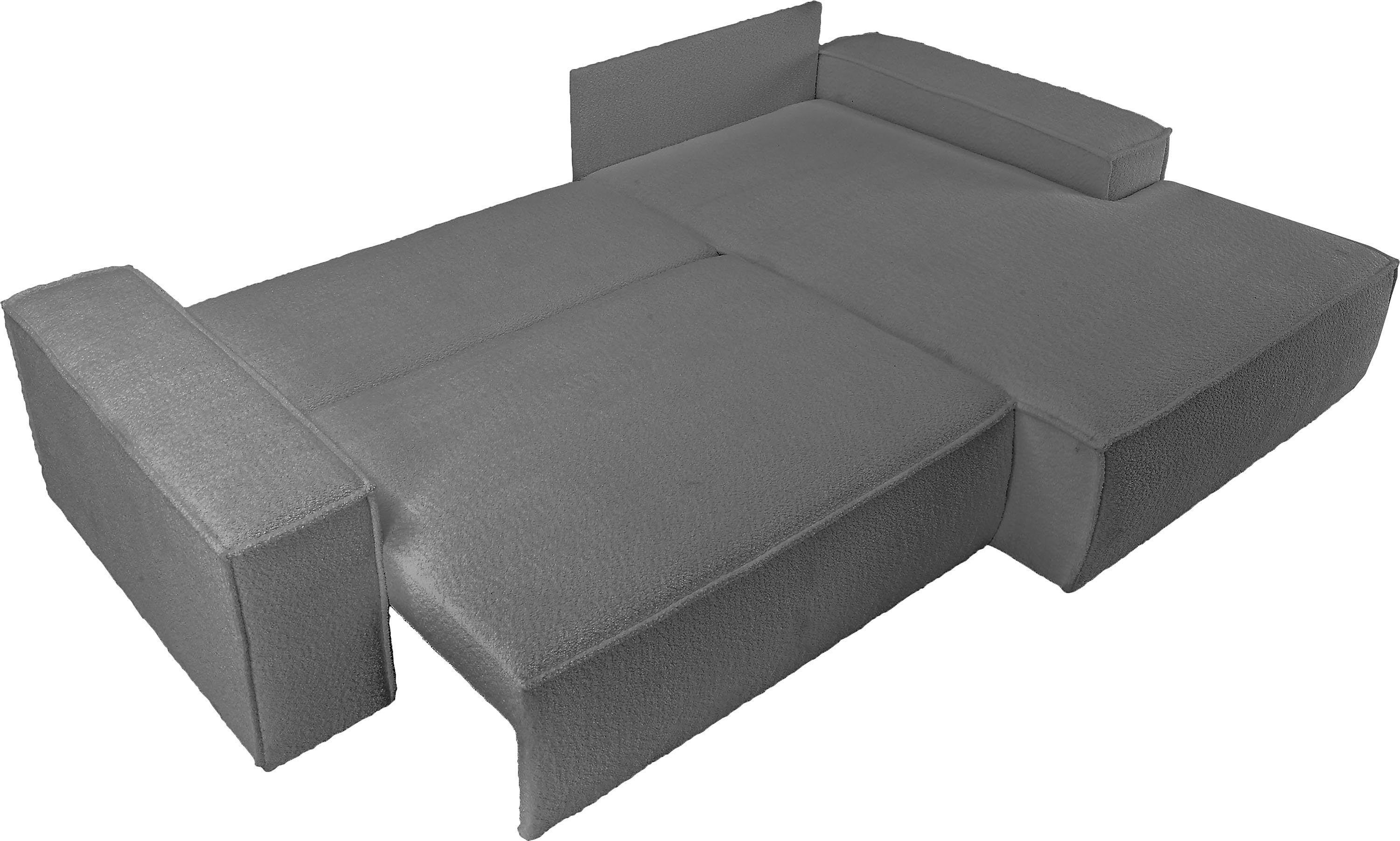 andas Hoekbank Finnley slaapbank 267 cm in Bouclé, fijne structuur en cord, L-vorm