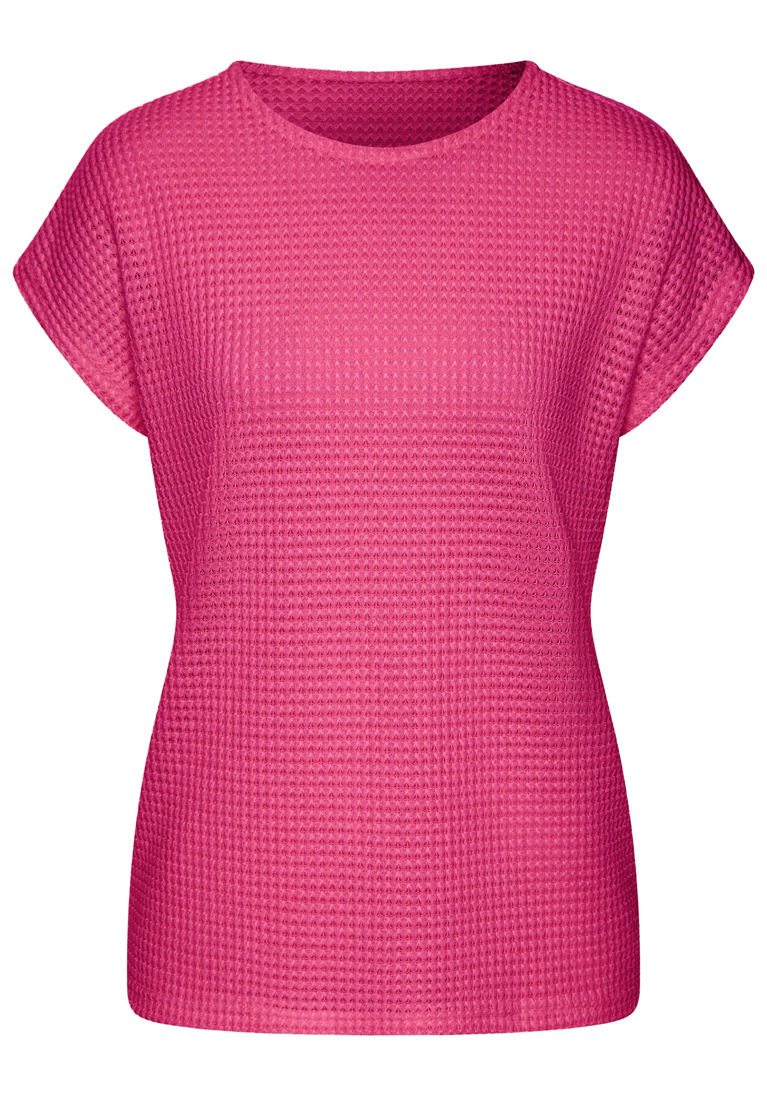 Vivance Shirt met korte mouwen Met modieuze wafelstructuur van kreukvrije breikwaliteit