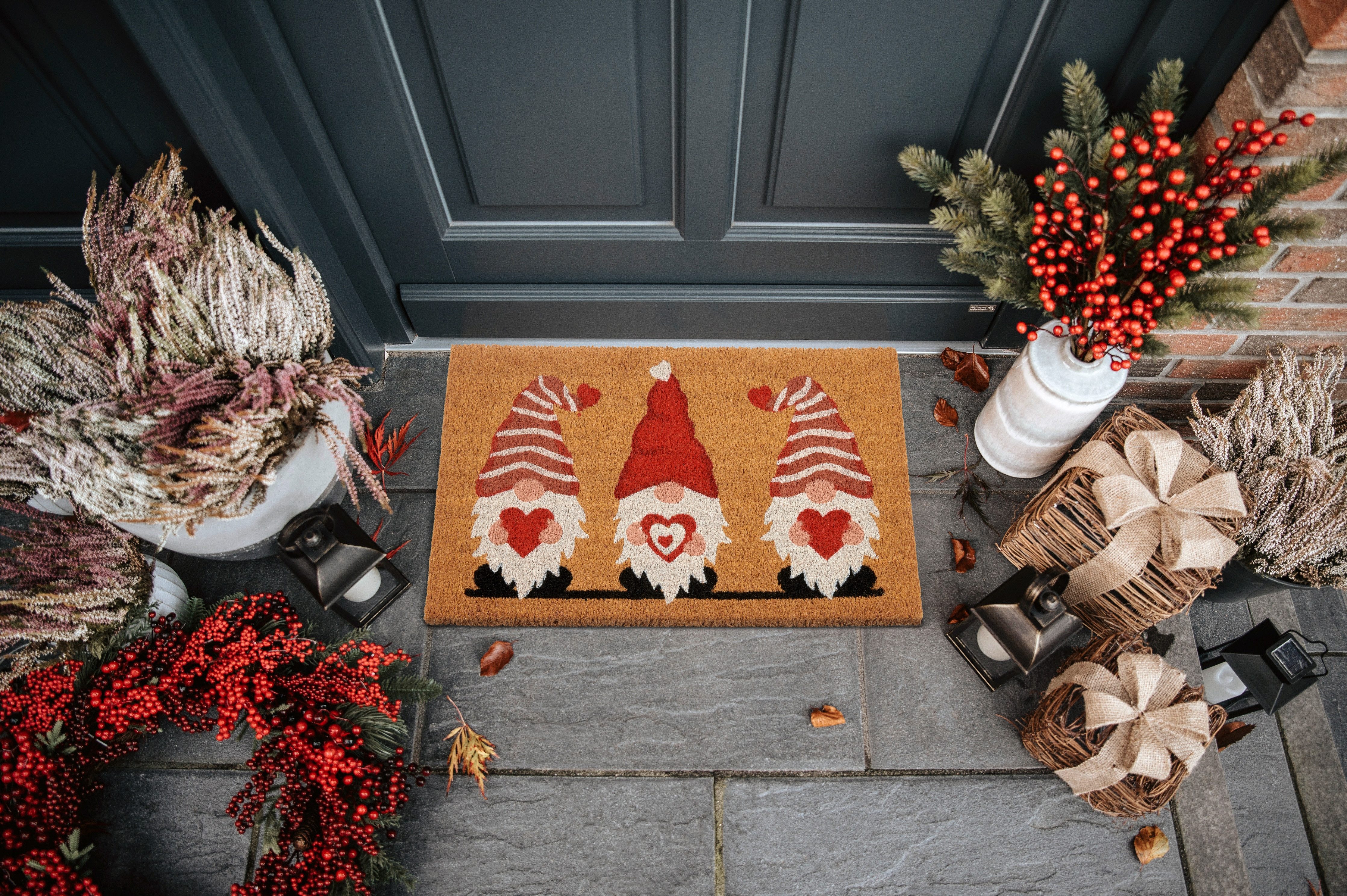 HANSE Home Mat Kokos Gnome Heart, deurmat Vuilafstotende mat, antislip, buiten, kerst, kokosmat, dwerg