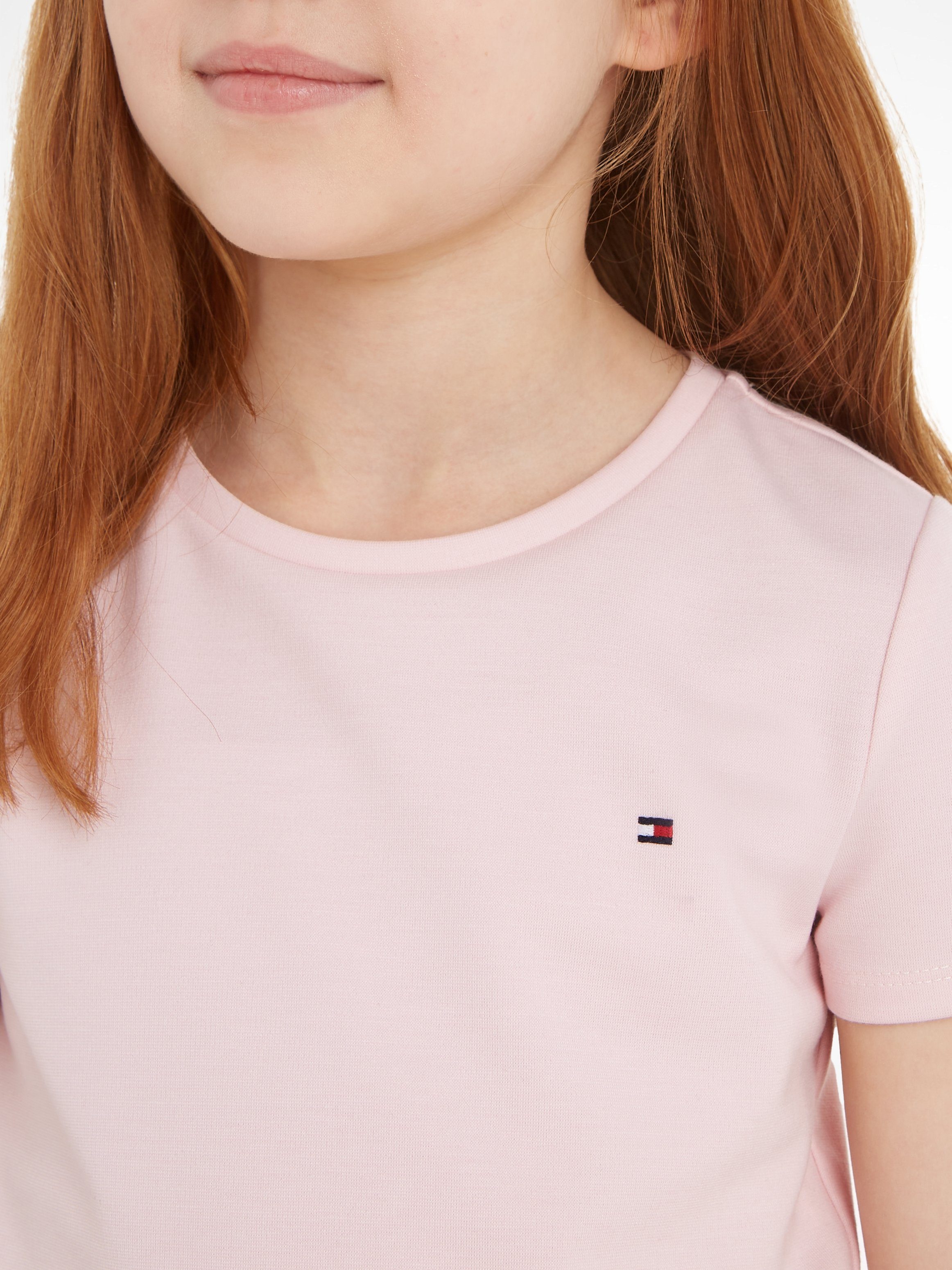 Tommy Hilfiger Jerseyjurk ESSENTIAL SKATER DRESS met merklabel op de tailleband