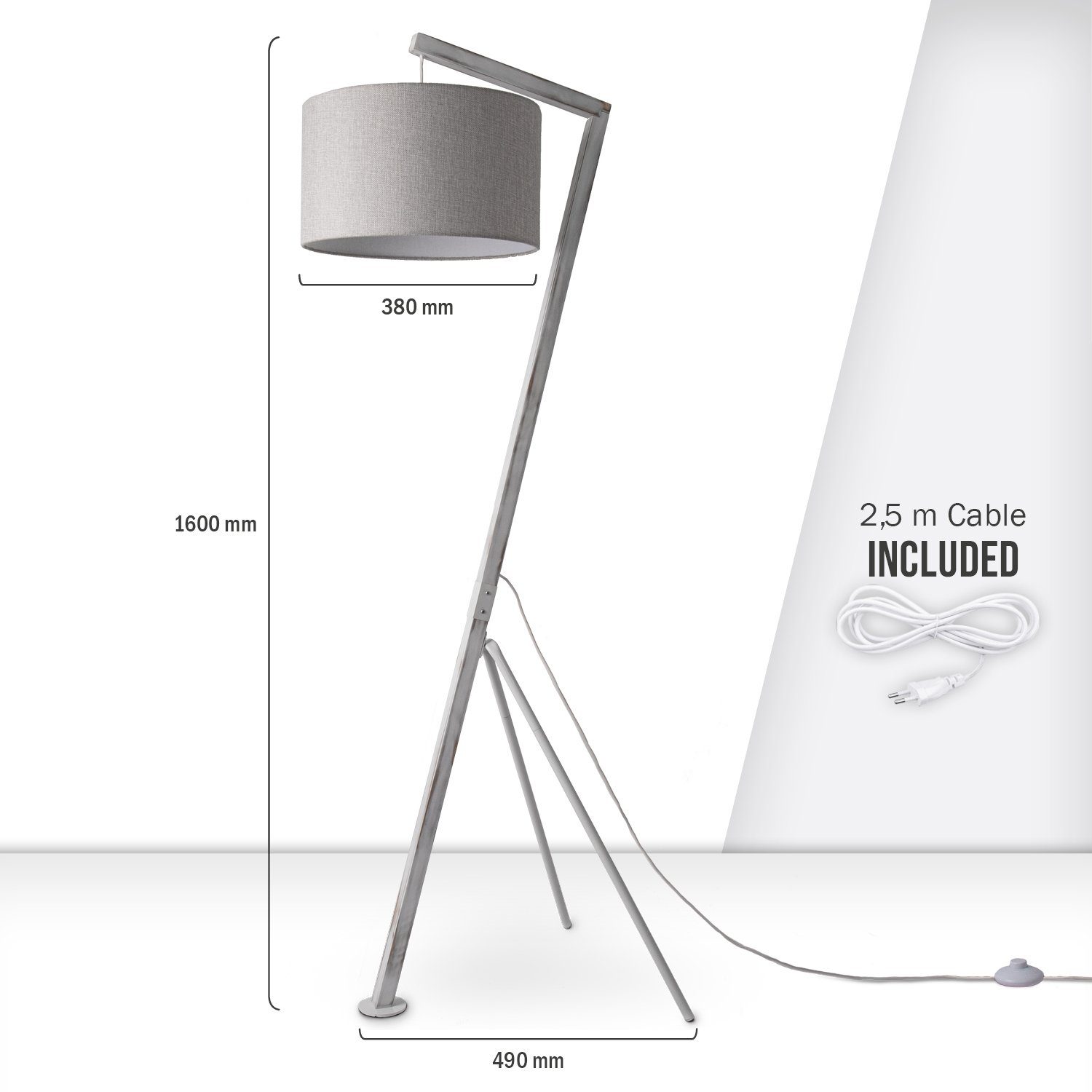 Paco Home Staande lamp GALLOW Modern woonkamer driepoot hout metaal vintage E27 galg