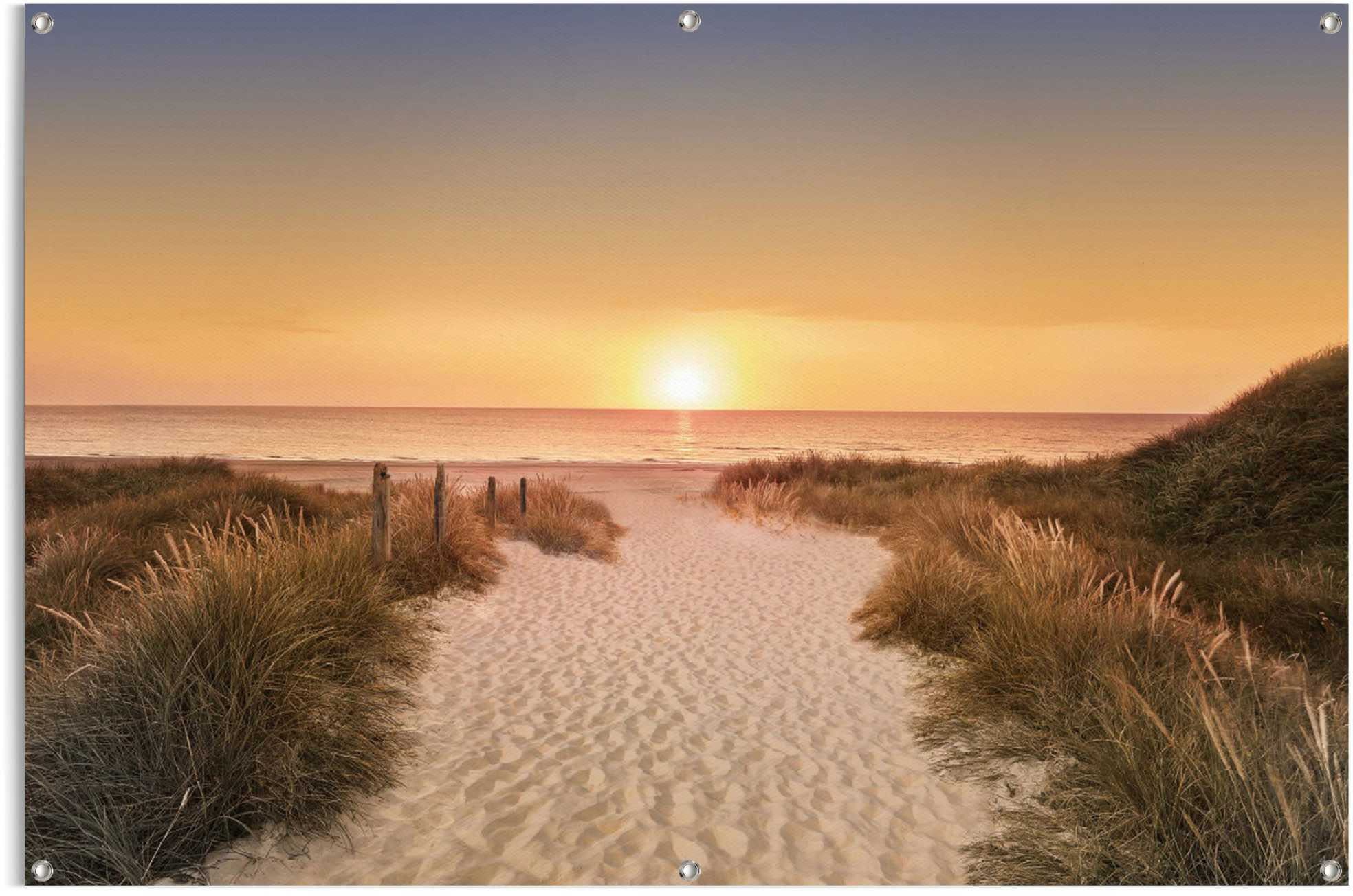 Reinders! Poster Zonsondergang lichte en waterdichte tuinposter voor buiten deurposters oranje