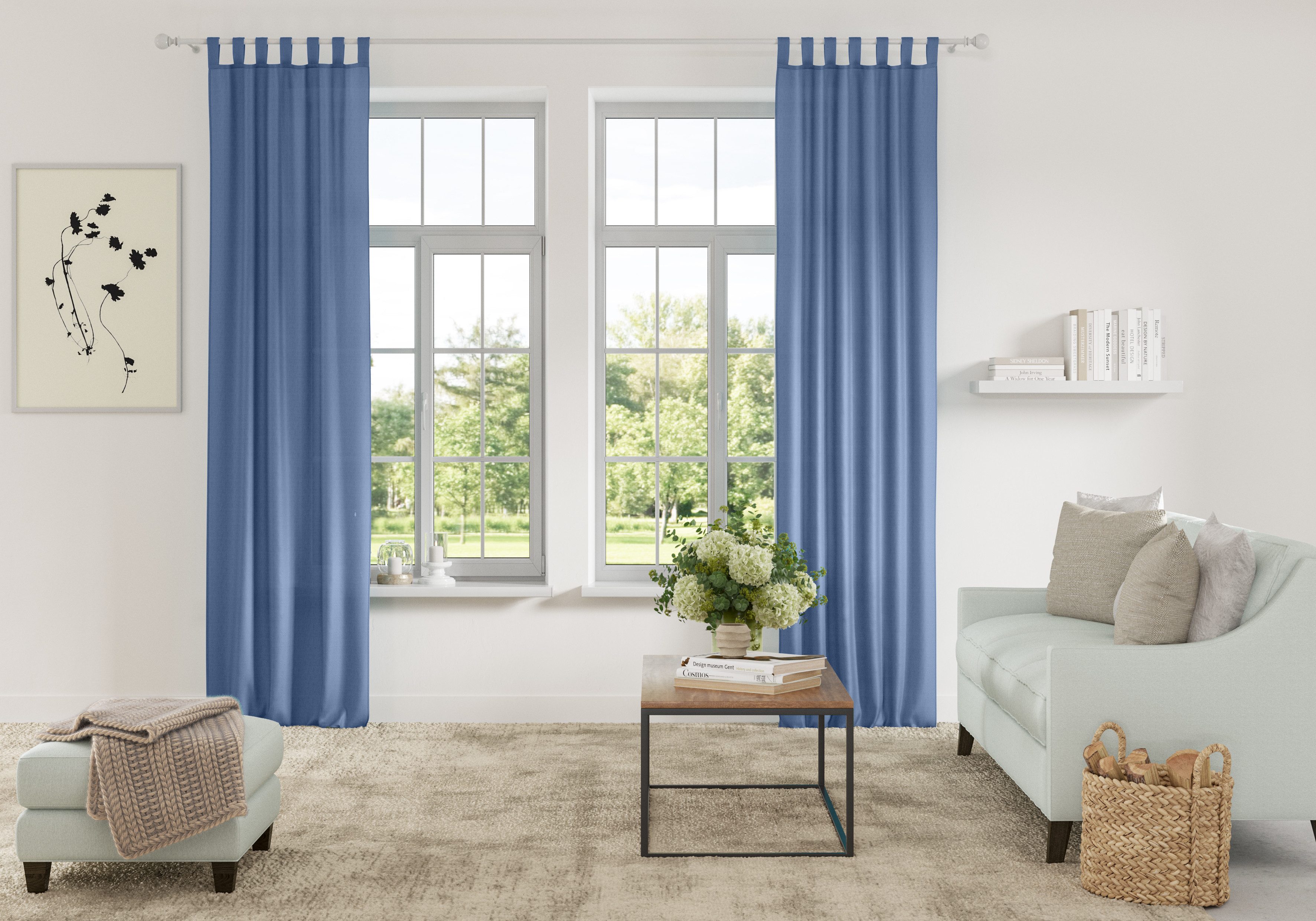 Home affaire Gordijn Parry set van 2, ondoorzichtig, monochroom, basic (2 stuks)