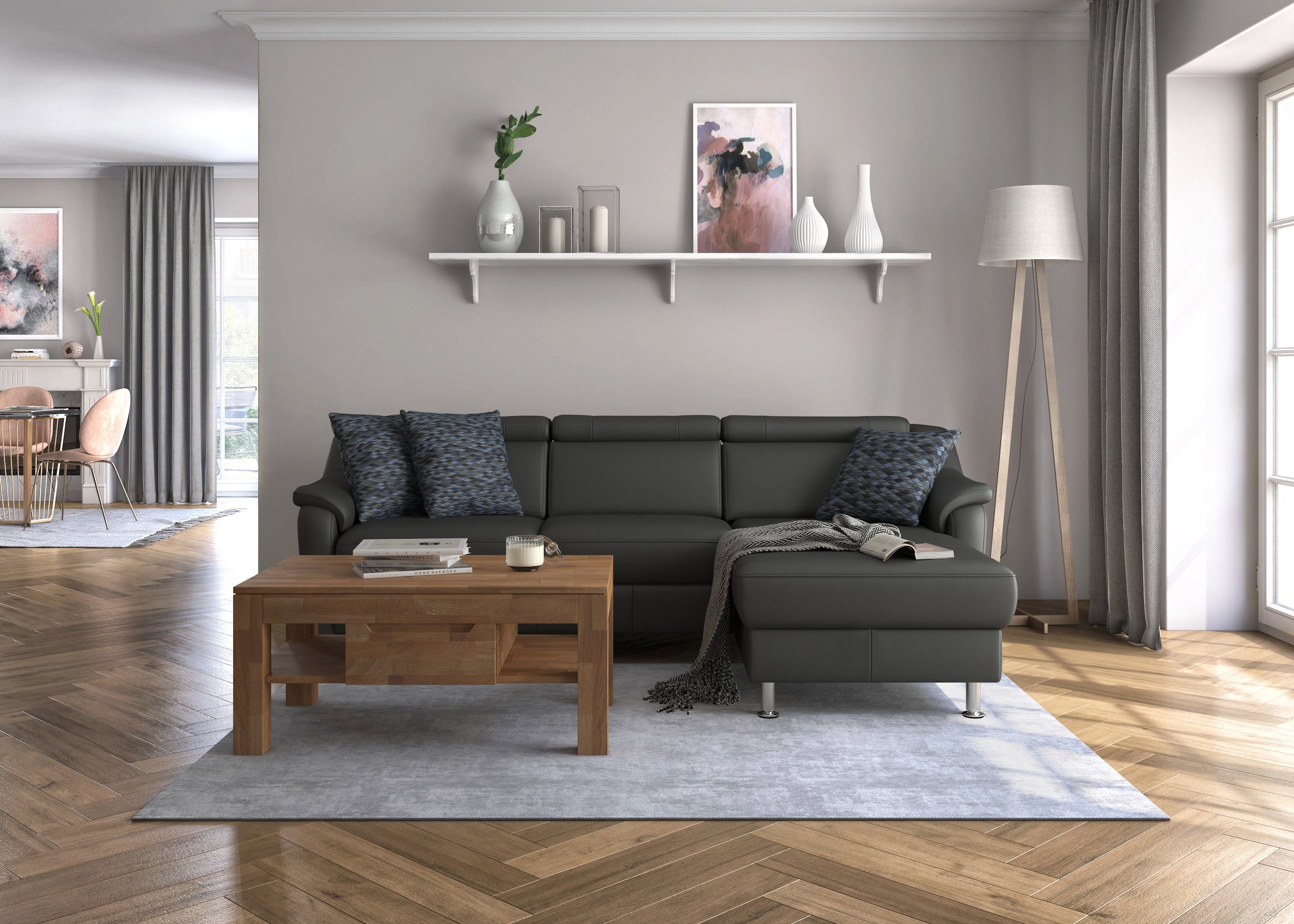 sit&more Hoekbank Freetown L-vorm met verstelbare hoofdsteun en comfortabele binnenvering