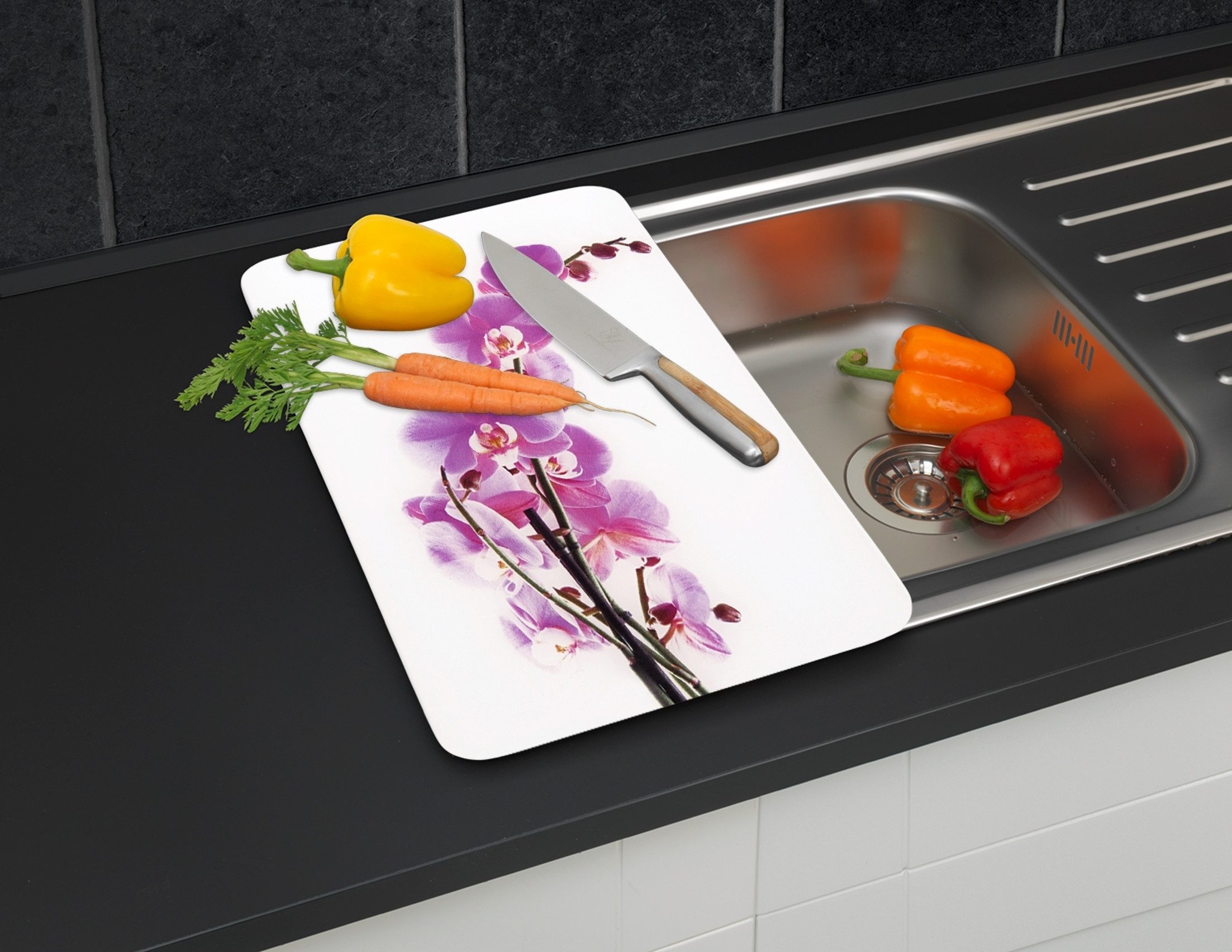 WENKO Kookplaatdeksel Universeel model Orchidee (set, 2-delig)