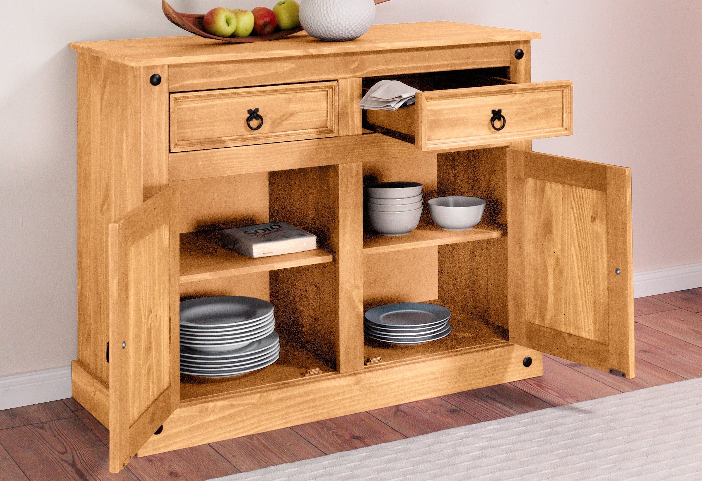 Home affaire Kast Breedte 104 cm, hoogte 84 cm dressoirs maat 104x47x84 cm beige