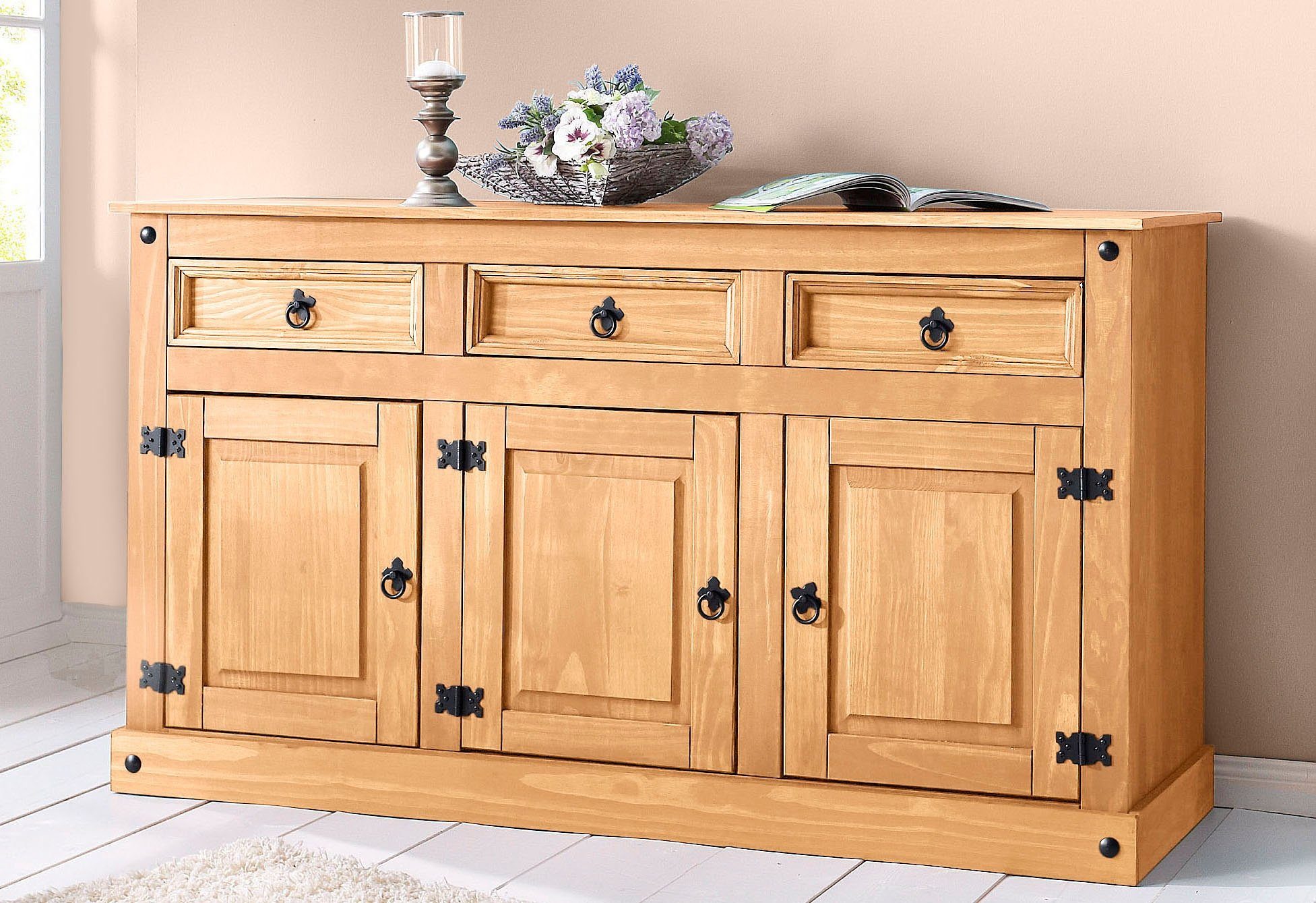 Home affaire Dressoir Mexico Commode van massief dennenhout, breedte 151 cm