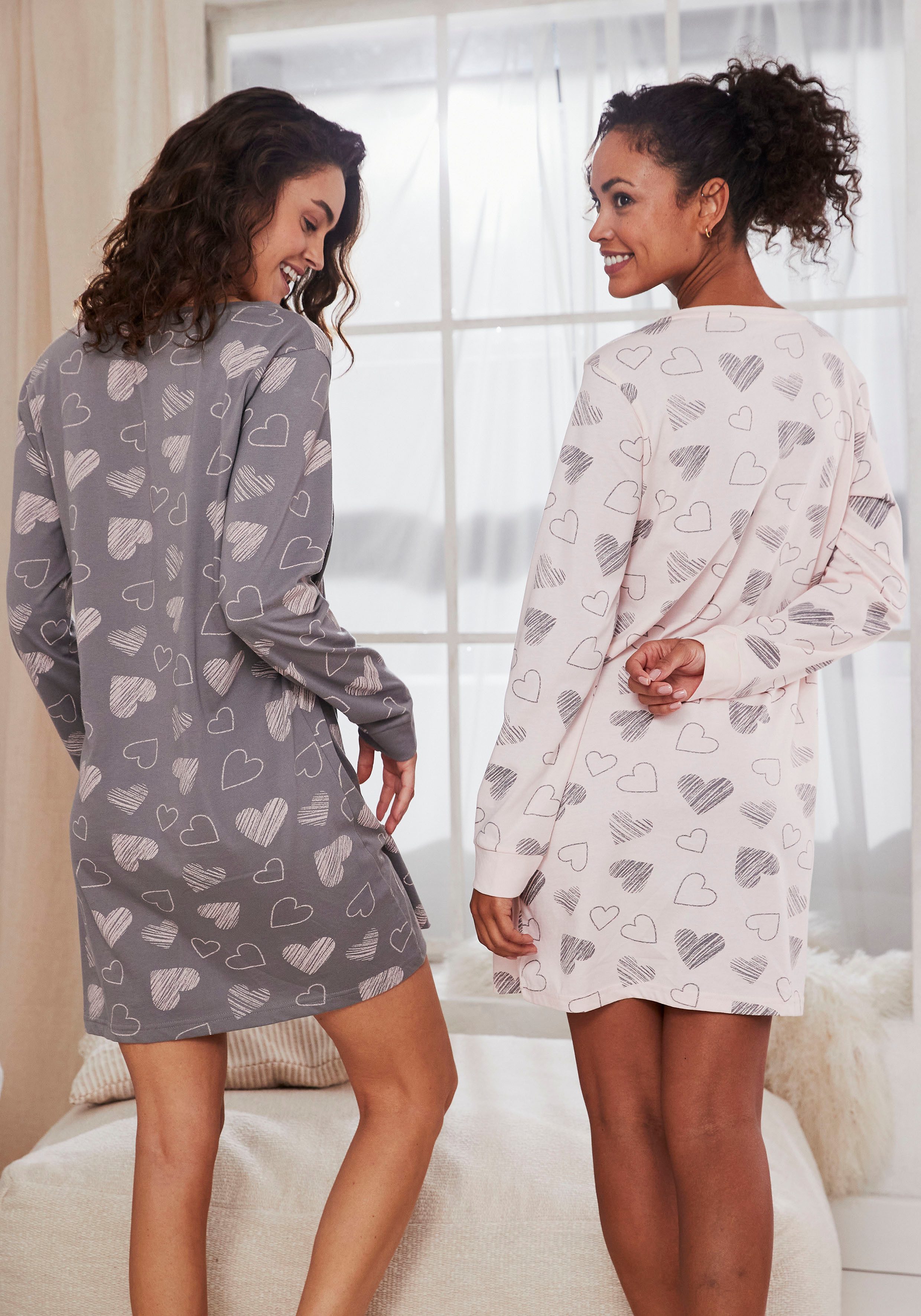 Vivance Dreams Nachthemd met leuke hartprint (Set van 2)