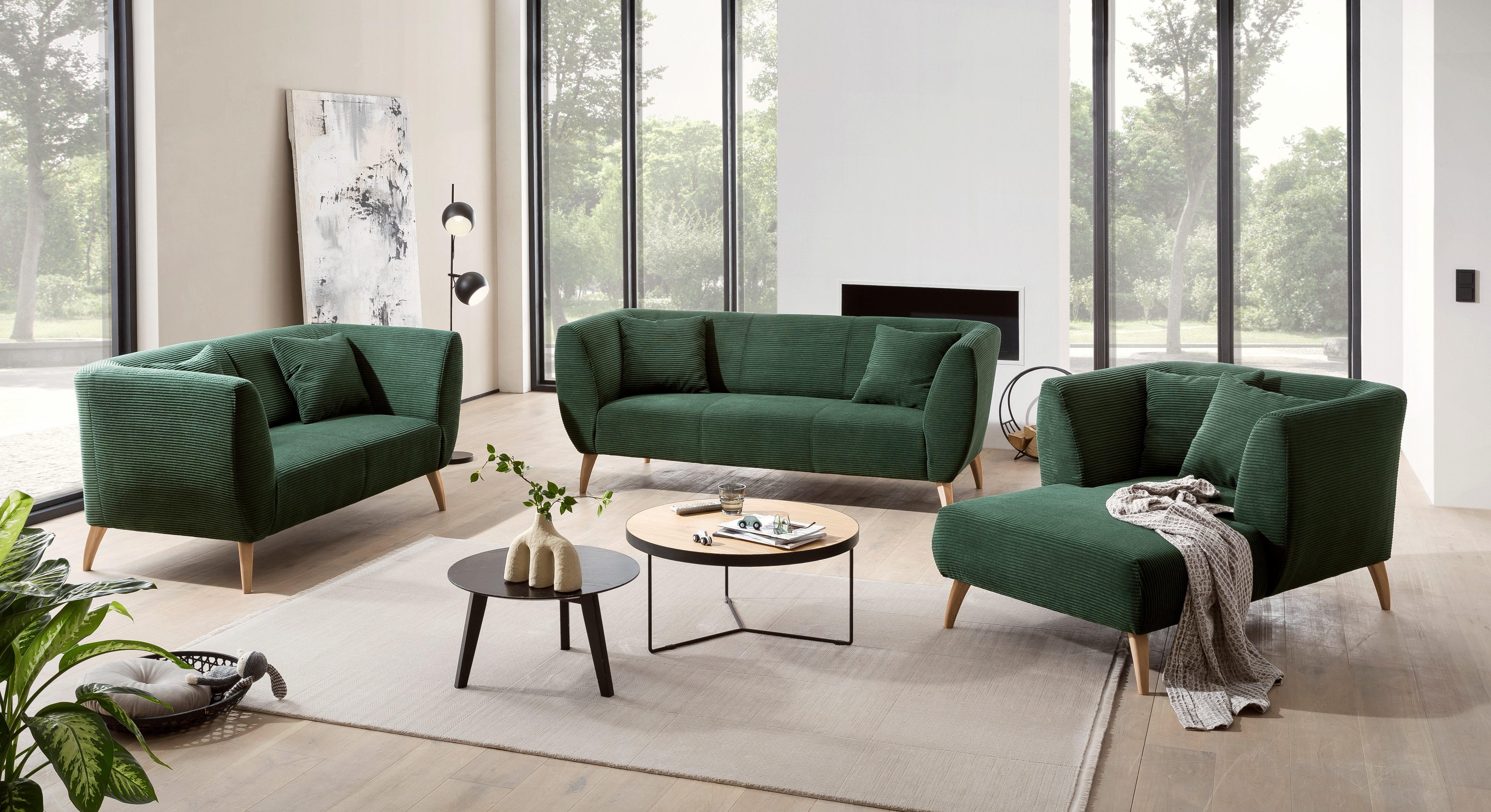 INOSIGN 2-zitsbank twee verschillende pootkleuren naar keuze
