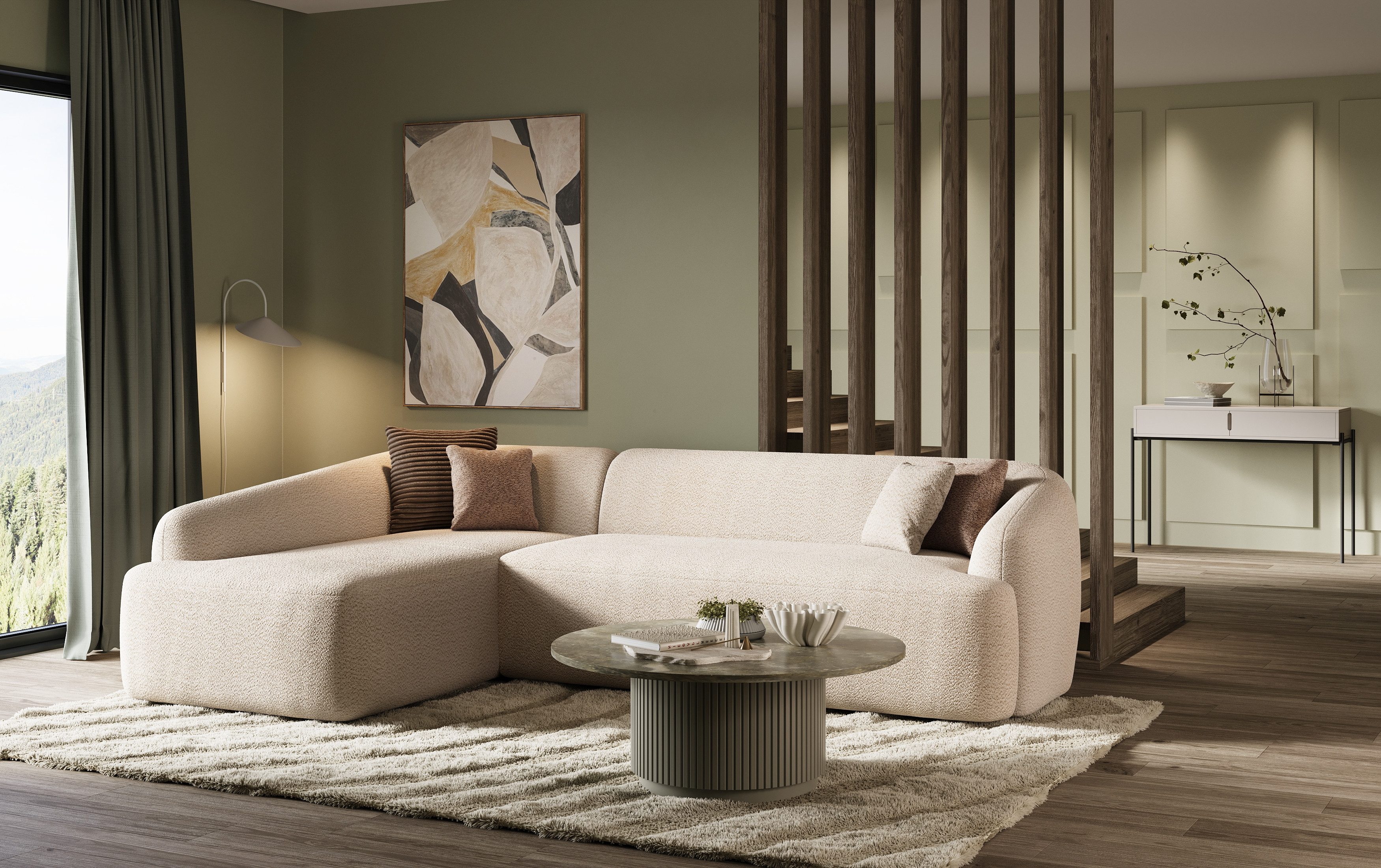 INOSIGN Hoekbank Nergal, organisch design, Breedte 296cm, L-vorm Modern ontwerp, eenvoudige uitstraling, stijlvolle blikvanger in de woonkamer