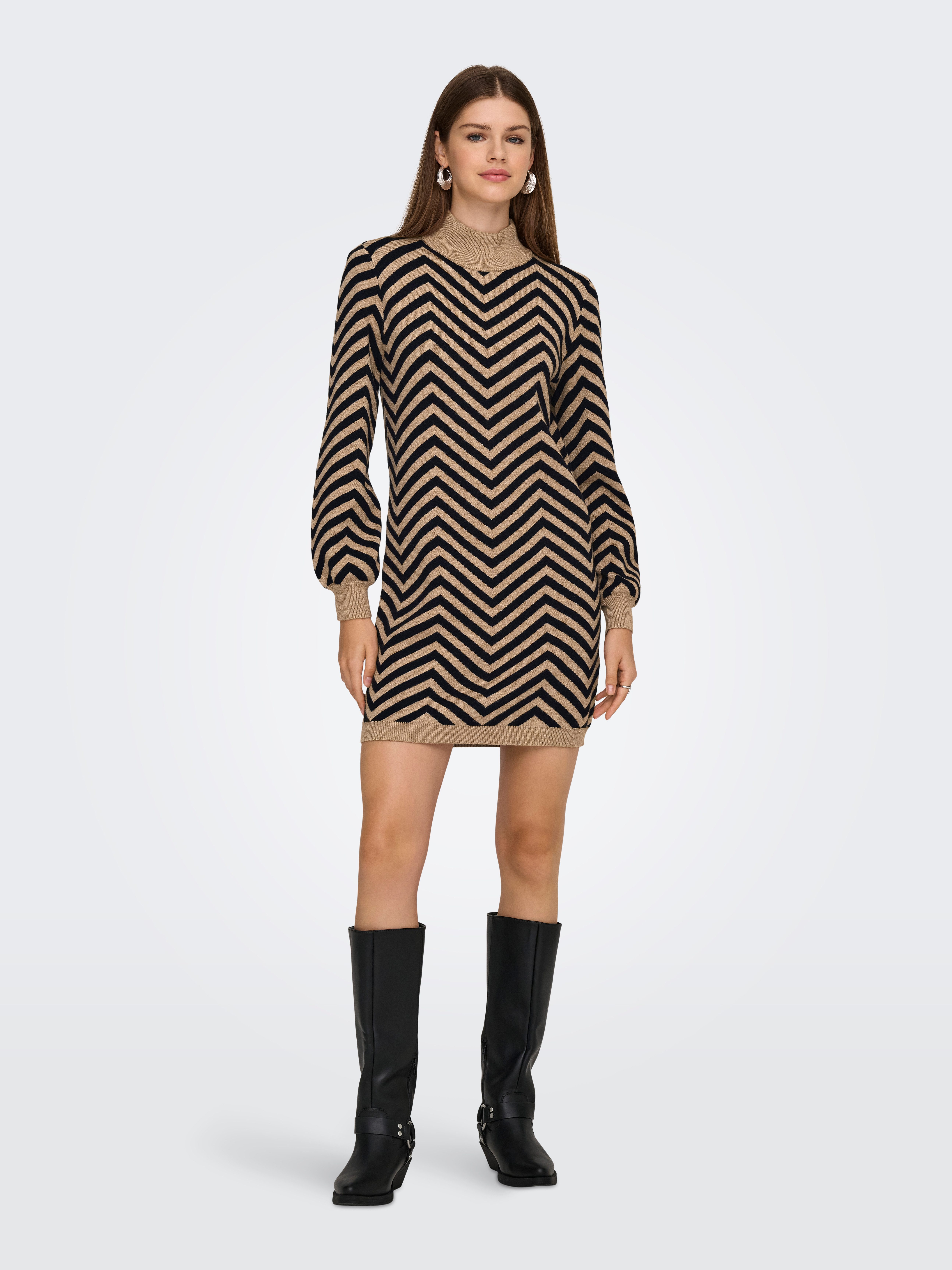 Only Gebreide jurk ONLJULIA LS HIGHNECK PATTERN DRESS KNT