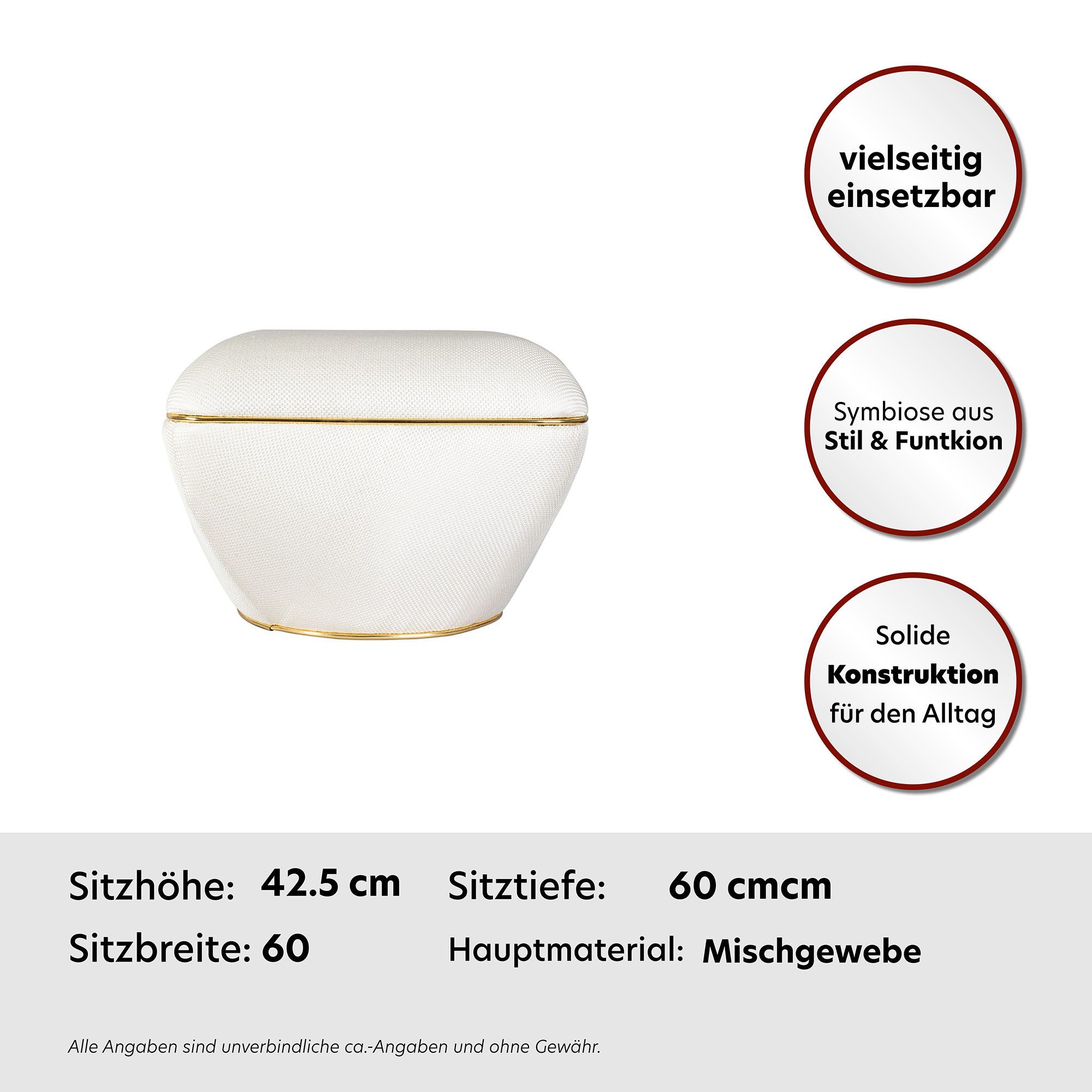 Kayoom Zithocker Kruk Contessa 125, veelzijdig inzetbare allrounder, elegante vorm (1 stuk)