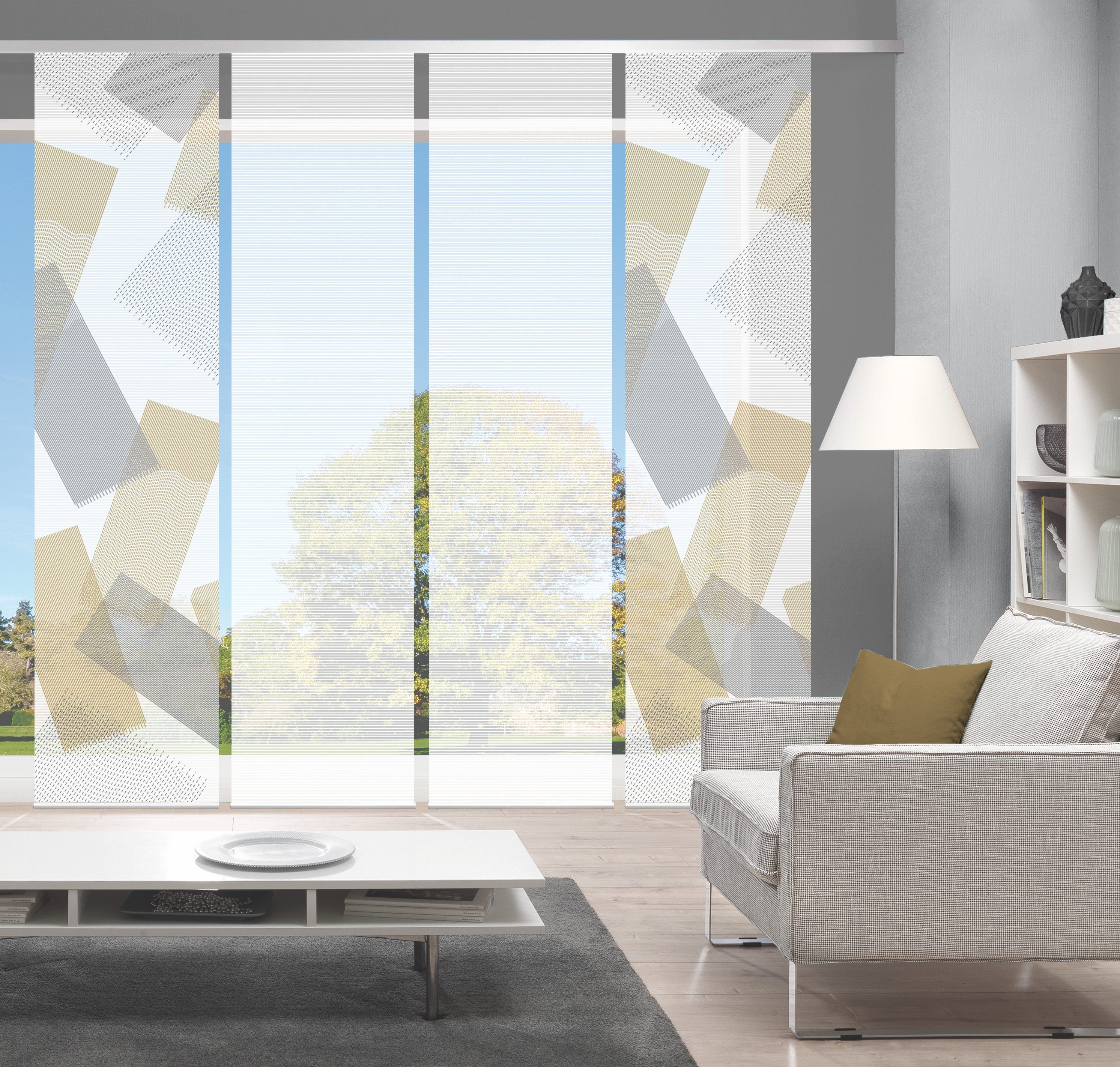 Vision Paneelgordijn NAYAH SET, PANEELGORDIJN, BAMBOES, DIGITALE PRINT (4 stuks) paneelgordijnen goud(kleur)
