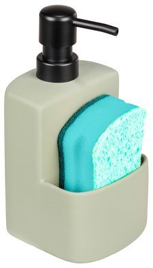 WENKO Dispenser voor afwasmiddel Model Festival van keramiek, soft-touch coating, met afwasponsvak, 380 ml