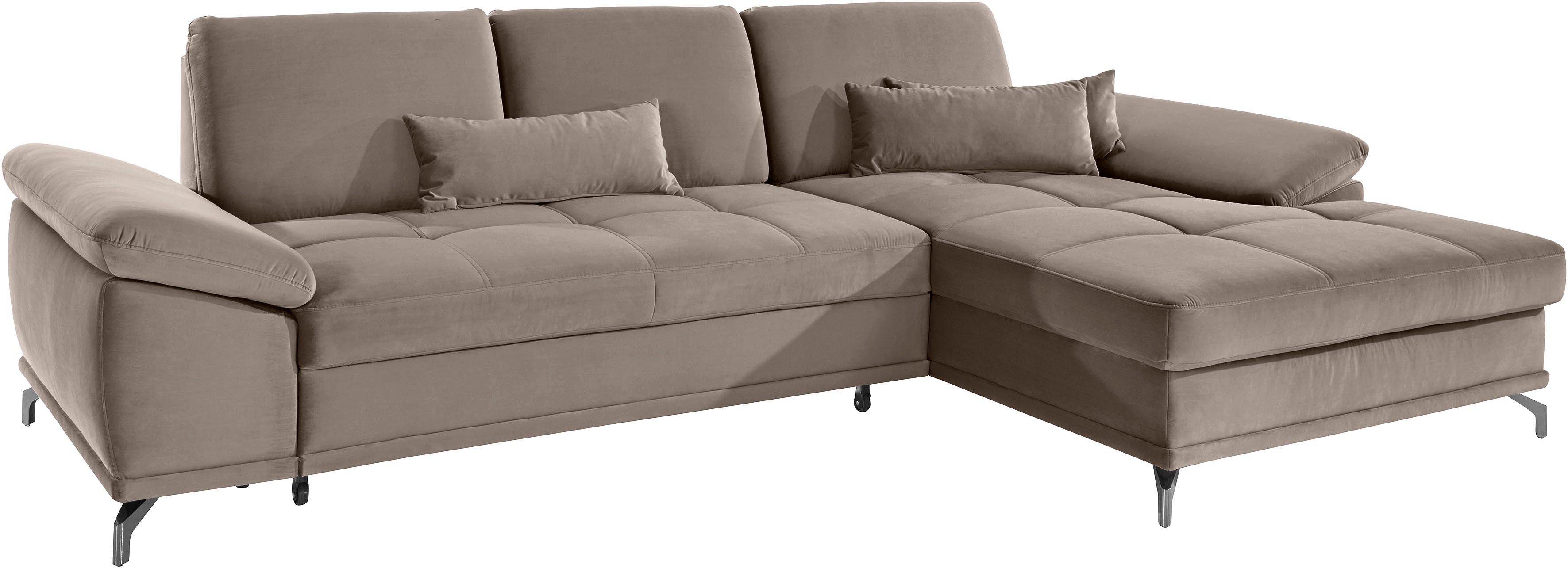 Places of Style Hoekbank Costello L-vorm, met zitdiepteverstelling, armleuningverstelling en