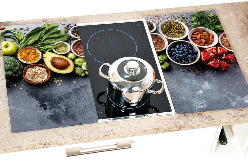 KESPER for kitchen & home Snij- en afdekplaat Gezonde keuken (set, 2-delig) snijplanken grijs