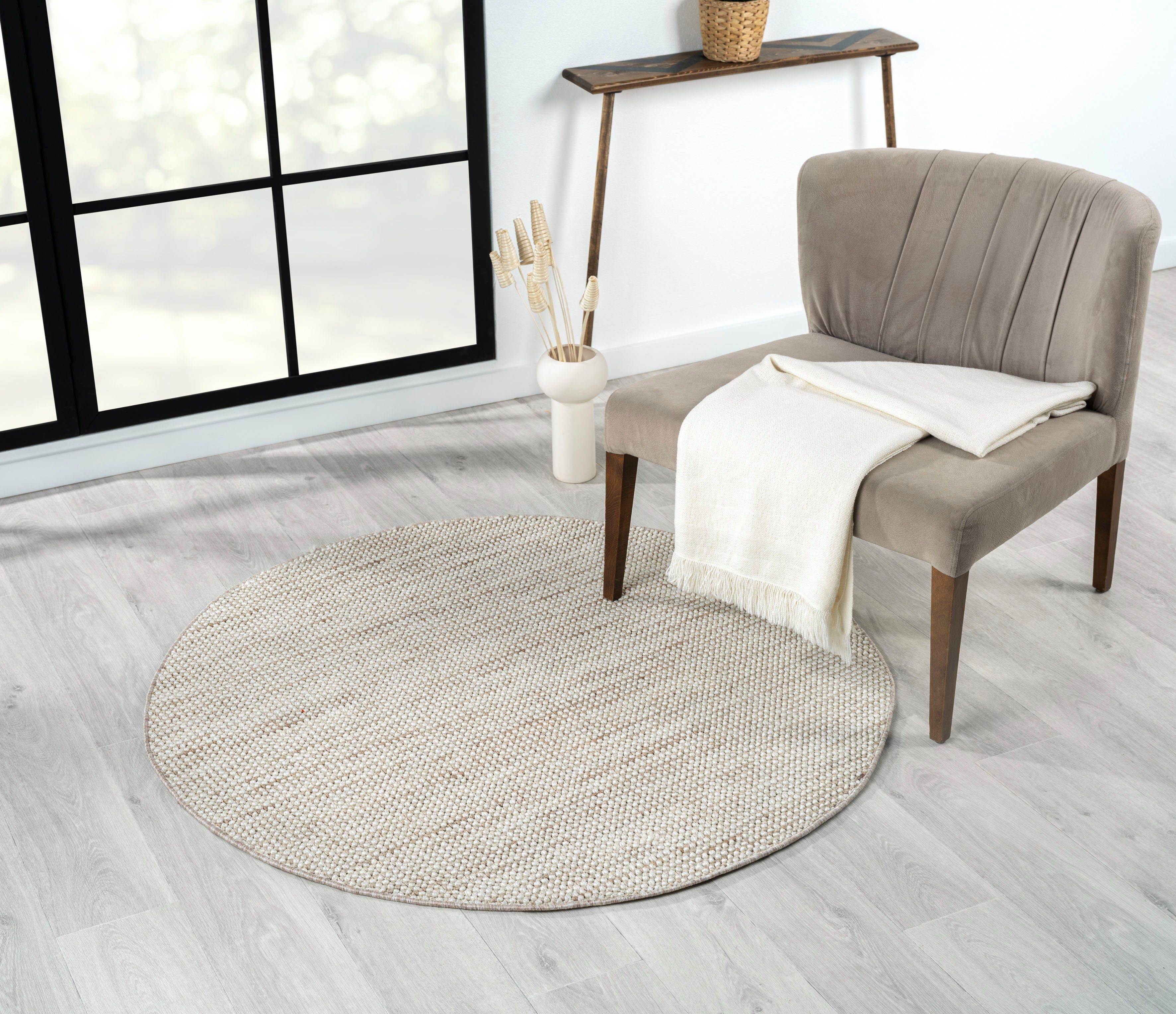 Myflair Möbel & Accessoires Vloerkleed AVA Uni kleuren, gemêleerd, sisal-look, ook verkrijgbaar in rechthoekig