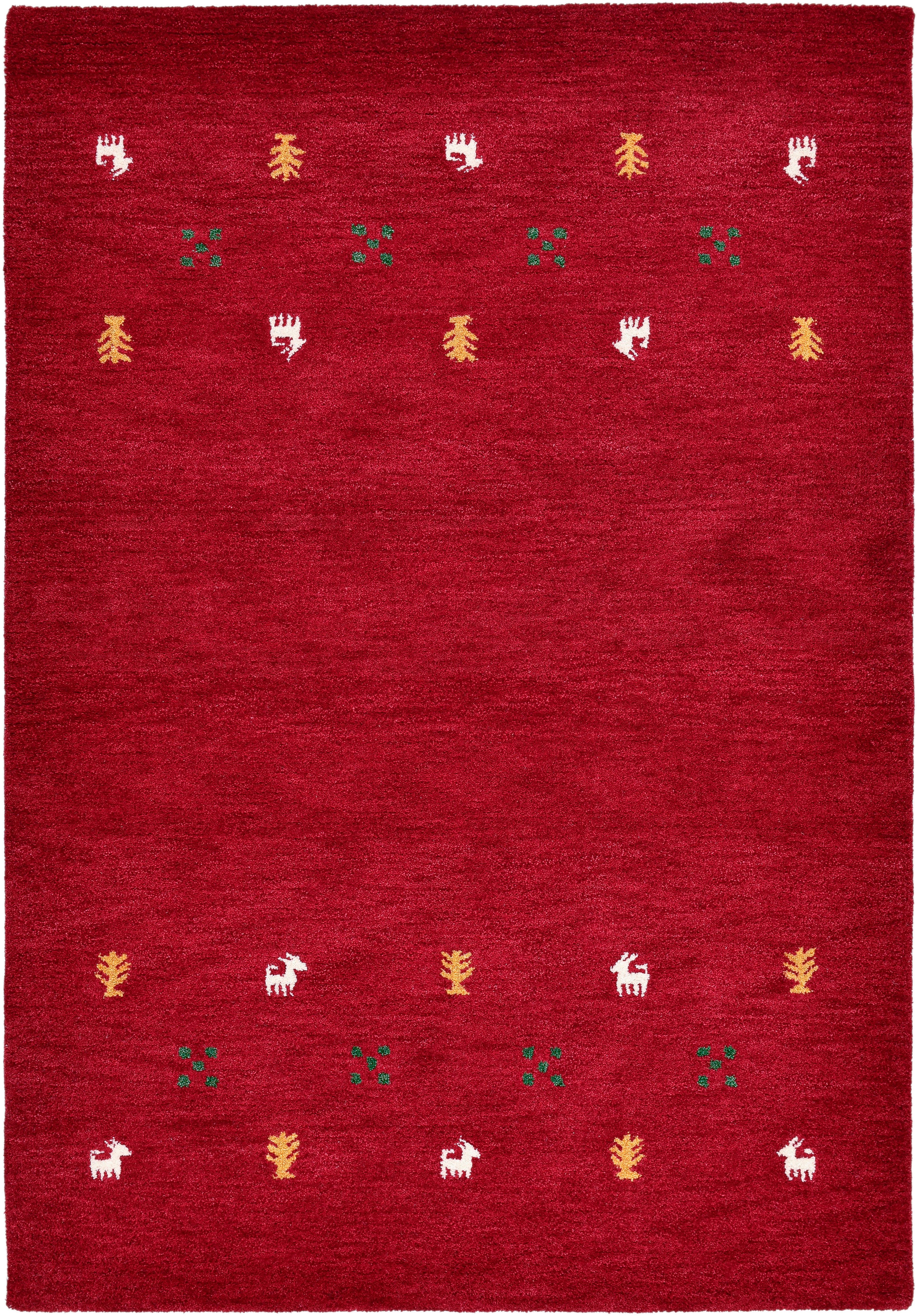 THEKO Wollen kleed Gabbeh motief, handgeweven tapijt, dierenmotief, 100% wol, handgeweven