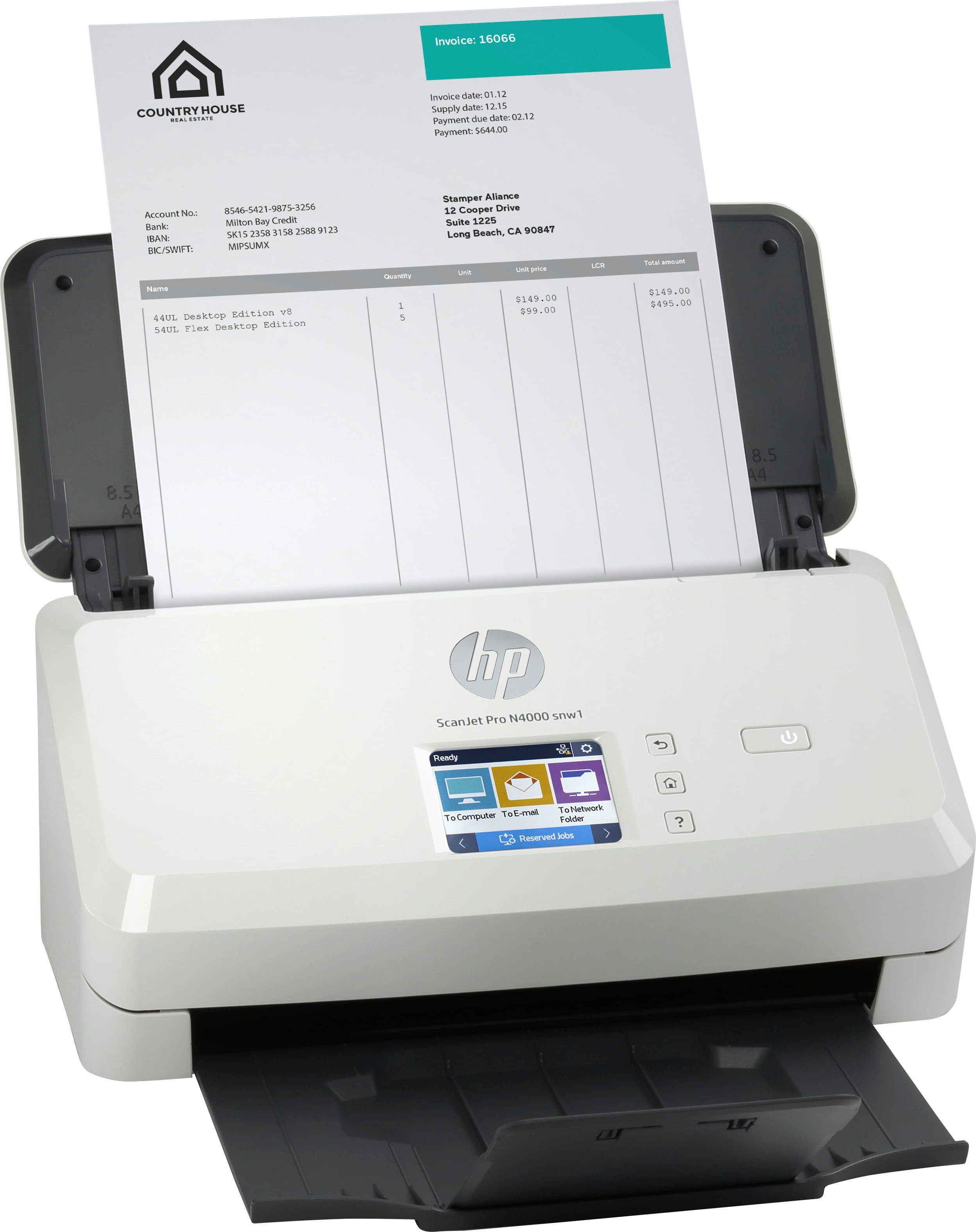 HP Scanner met documentinvoer ScanJet Pro N4000 snw1 HP+ Instant inc compatibel