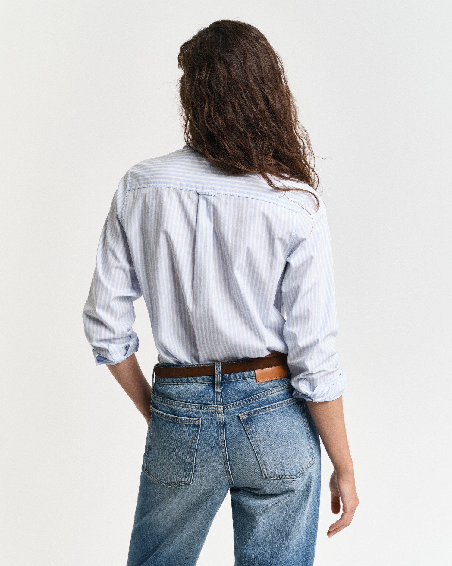 Gant Overhemdblouse REG POPLIN STRIPED SHIRT met een klein geborduurd logo op de borst