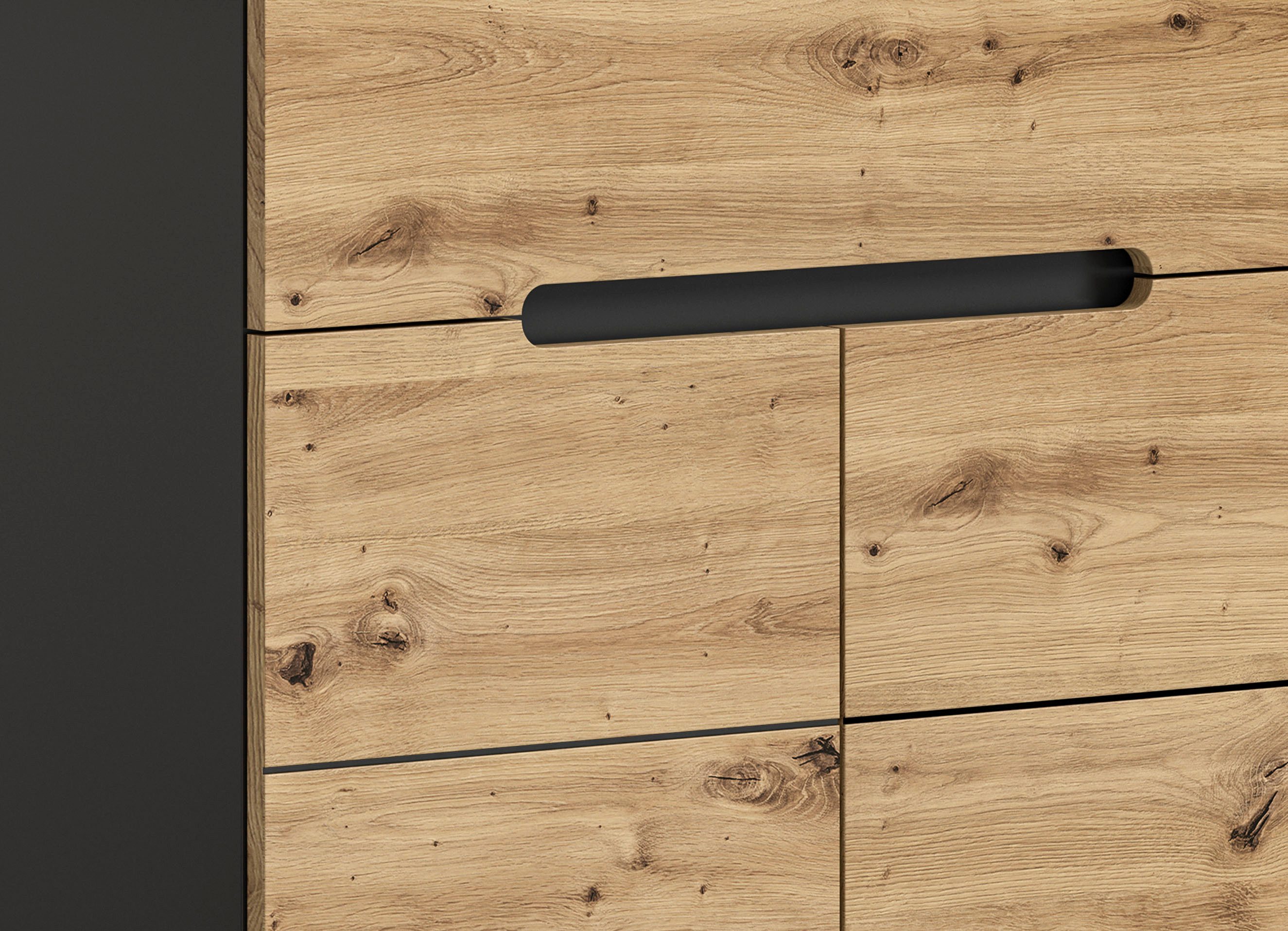 INOSIGN Zitbank Rehat, breedte 80 cm, in basalt grijs/Artisan eiken, 2 deuren Garderobenbank, halbank, gangbank, bank met opbergruimte, bank
