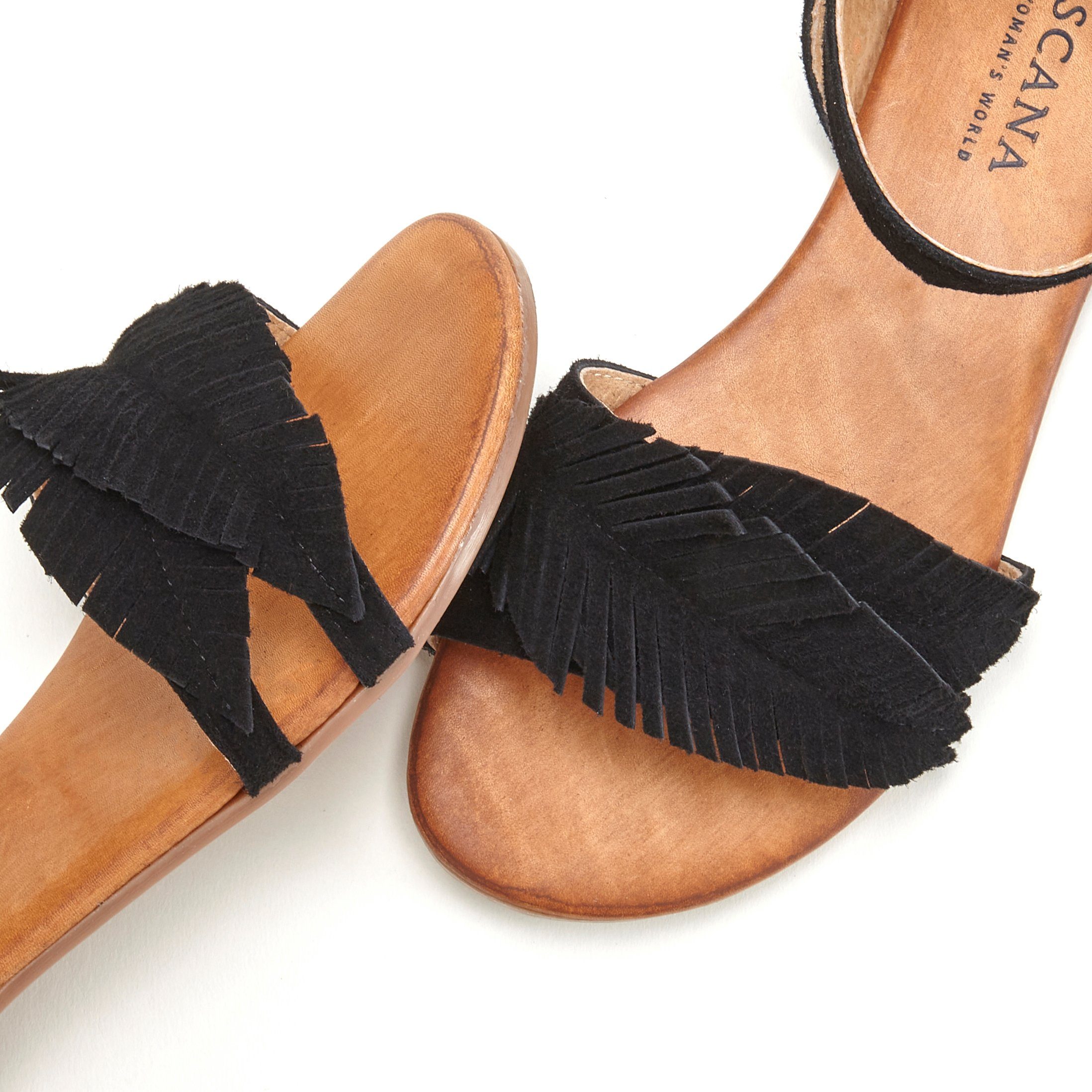 Lascana Sandalen Zomerschoen Sandalette, zomerschoen van leer met modieuze franjes