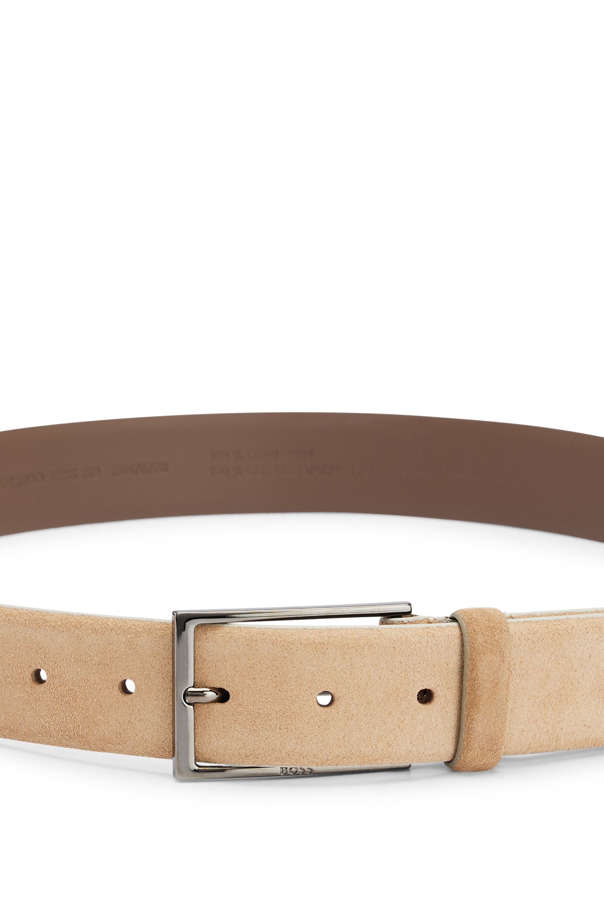 Boss Leren riem Calindo van suedeleer met metalen logo-sluiting