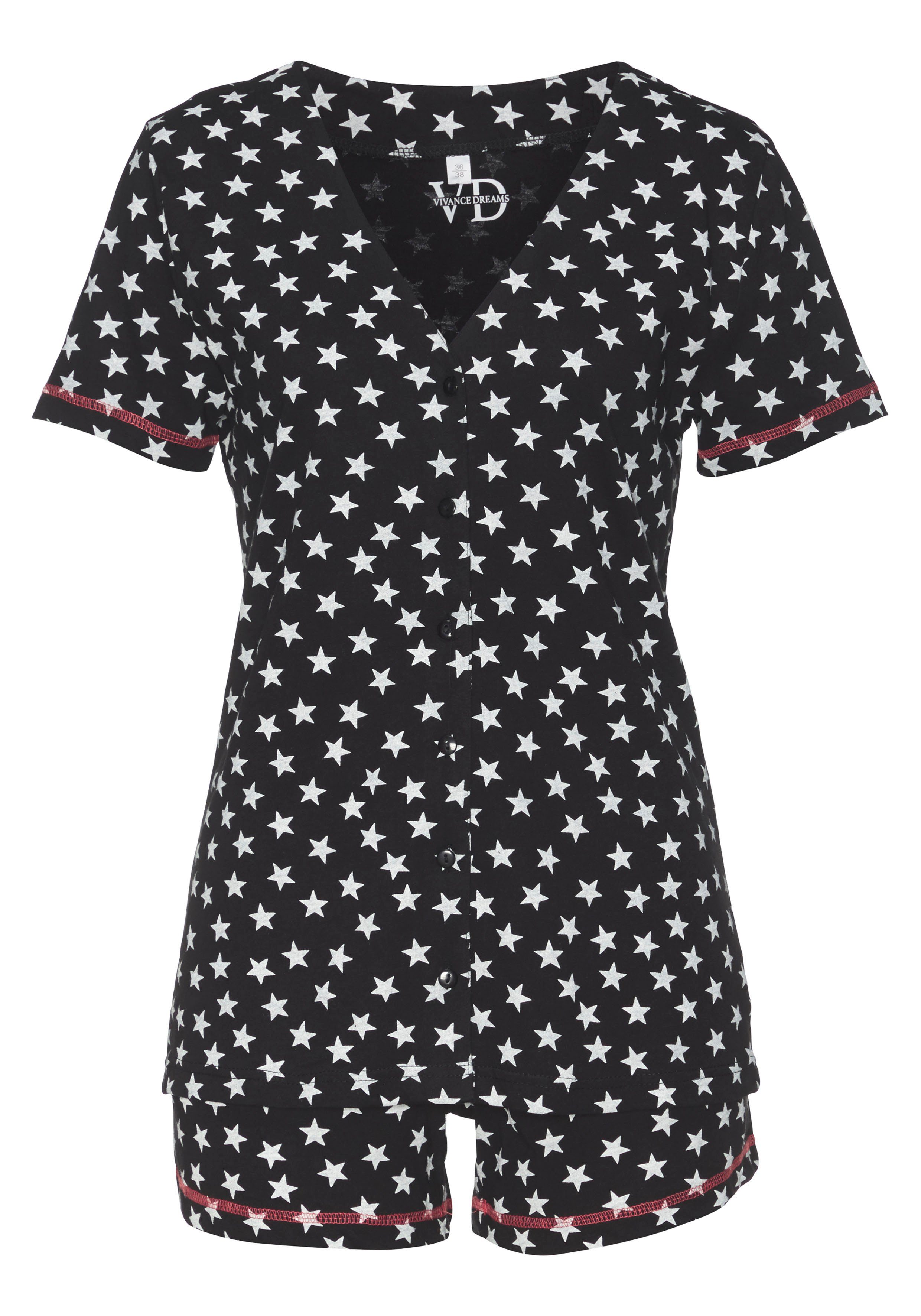 Vivance Dreams Shortama met grote punten en sterretjes (4-delig, Set van 2)