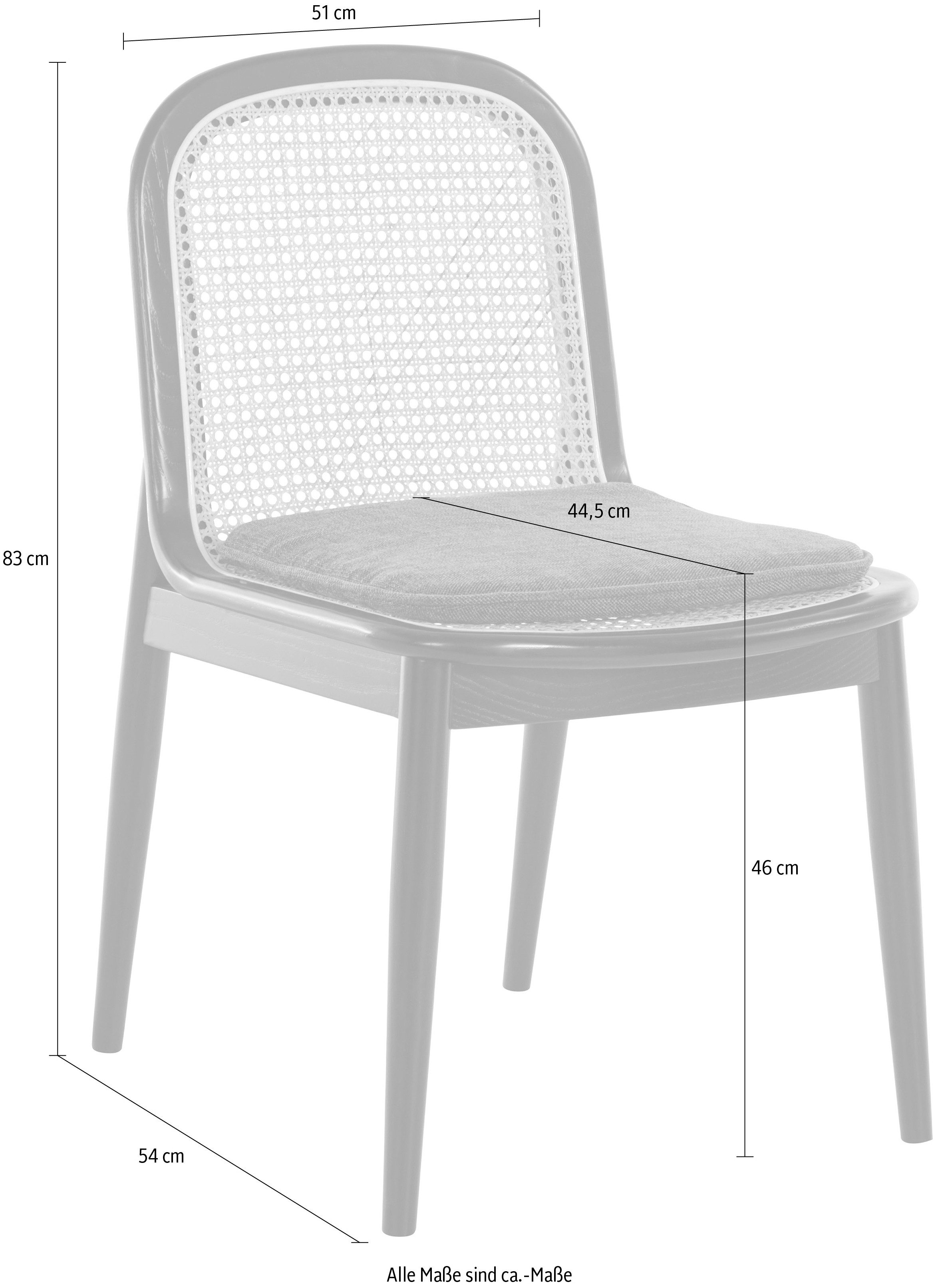 LeGer Home by Lena Gercke Eetkamerstoel 214LINASTUHL Polstertstoel met frame en poten van massief essenhout (set)