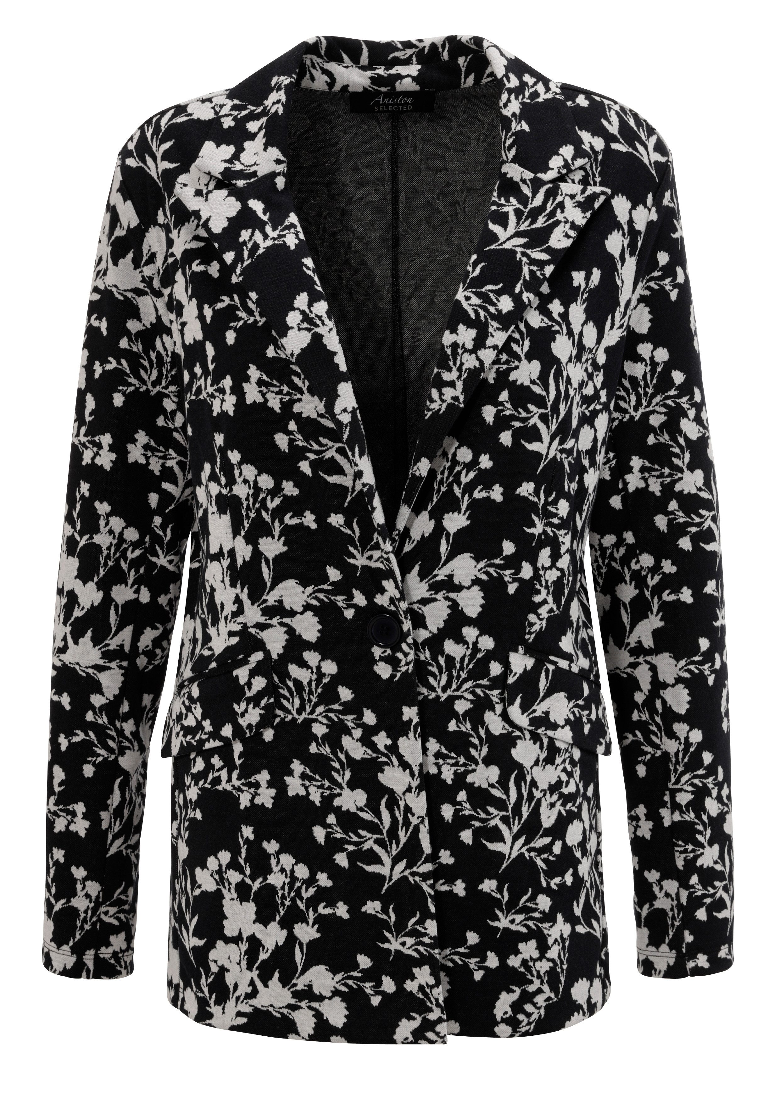 Aniston SELECTED Lange blazer met abstracte, bloemrijke patroon - nieuwe collectie