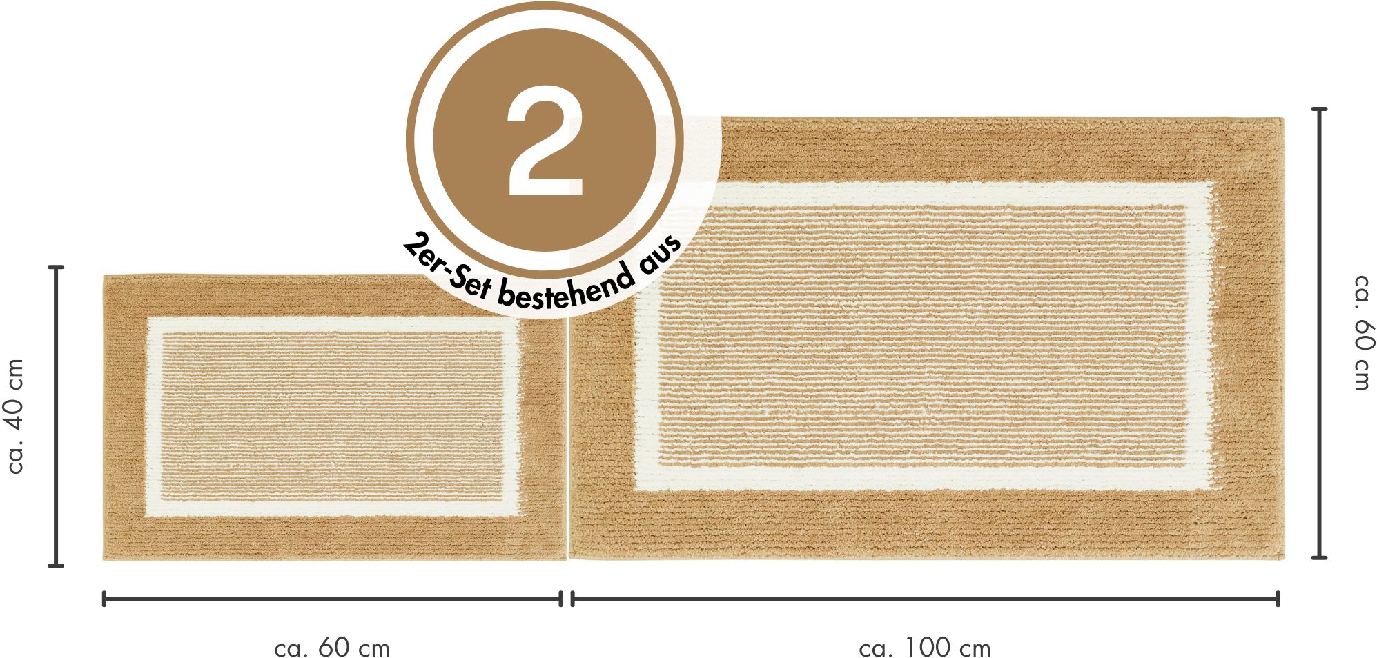 Andiamo Badmat Maui gestreept, met bies, ook verkrijgbaar als 2-delige set
